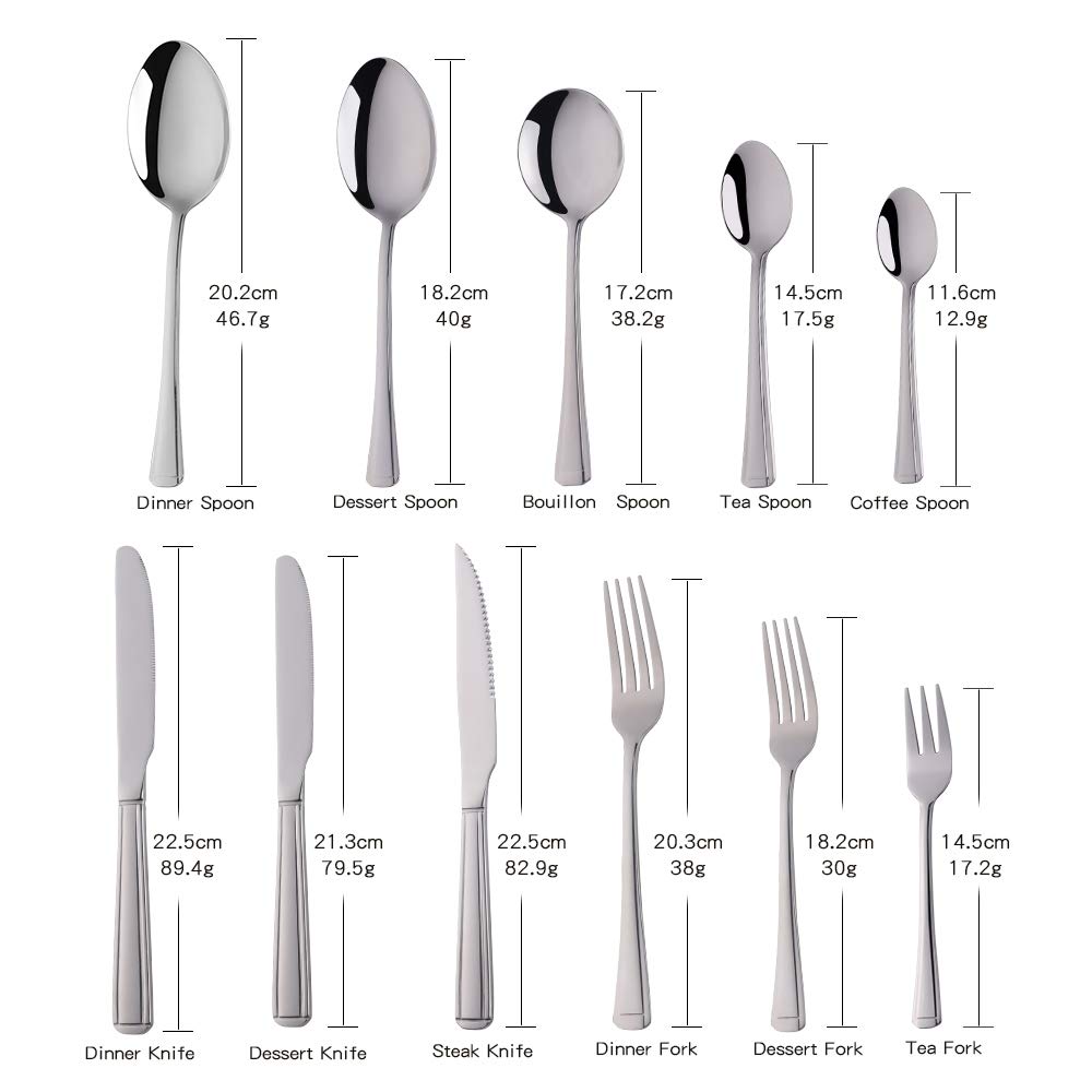 Buyer Star Ensemble de 12 couteaux à dessert, couverts en acier inoxydable argenté pour restaurant d'hôtel ou maison
