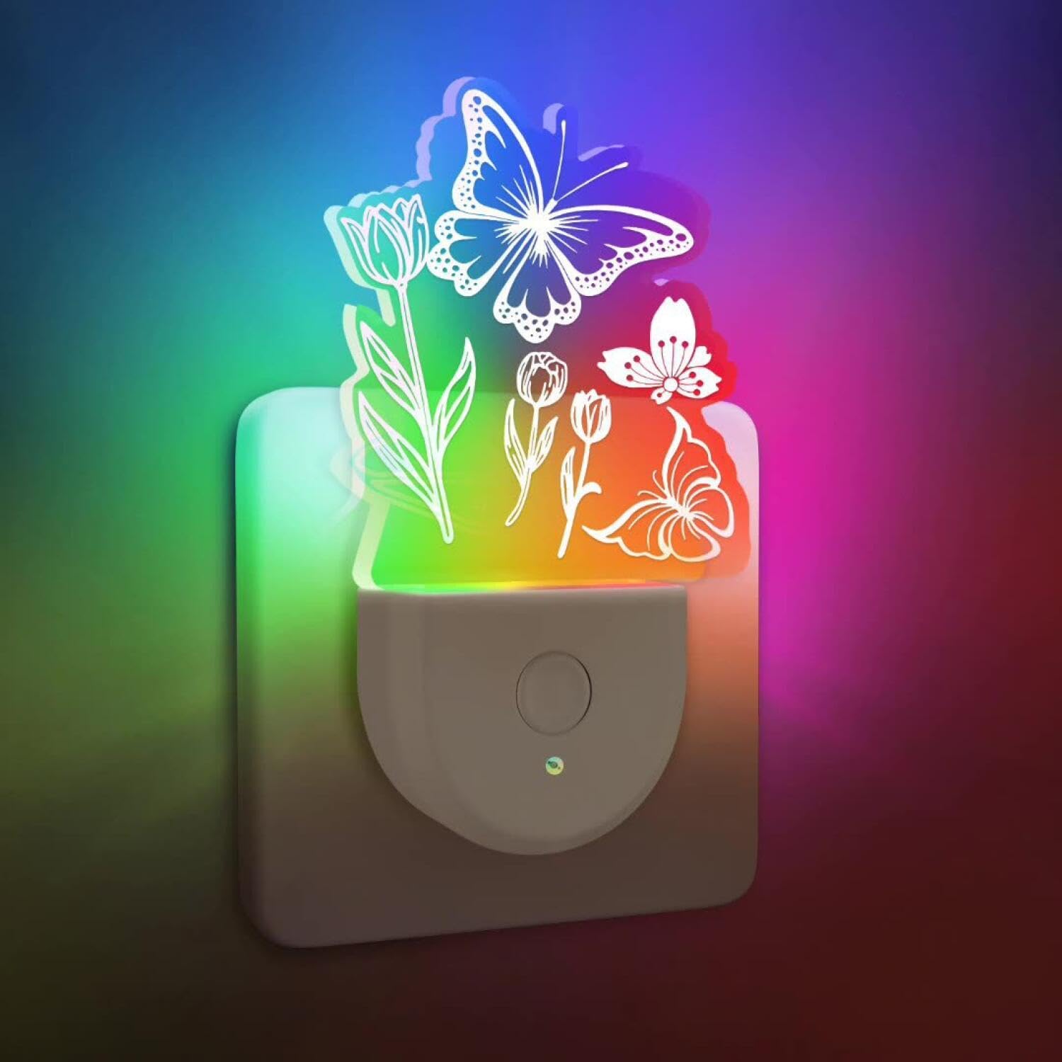GOUHIDAMAI Night Light Plug in Wall, Christmas Tree Plug in Night Light with Dusk to Dawn Photocell Sensor, 10 Color Nightlight, for Children's Room, Hallway, Stairs, Bedroom, 0.5W, 1 Pack
