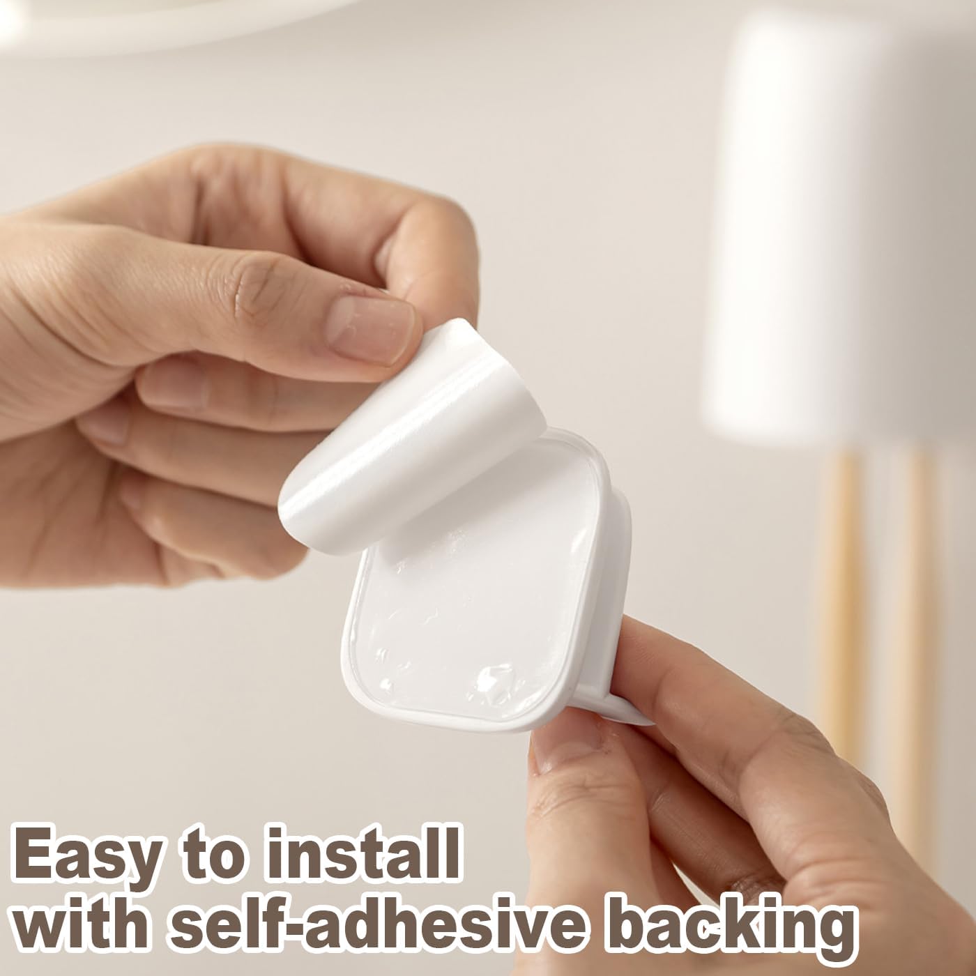 2PCS Wall Mounted Toothbrush Holder, Adhesive 2-Slot Toothbrush Organizer with Cup Hook No-Drill Bathroom Organizer for Toothbrushes, Mouthwash Cup - Self-Sticky Seamless Storage Rack (White)