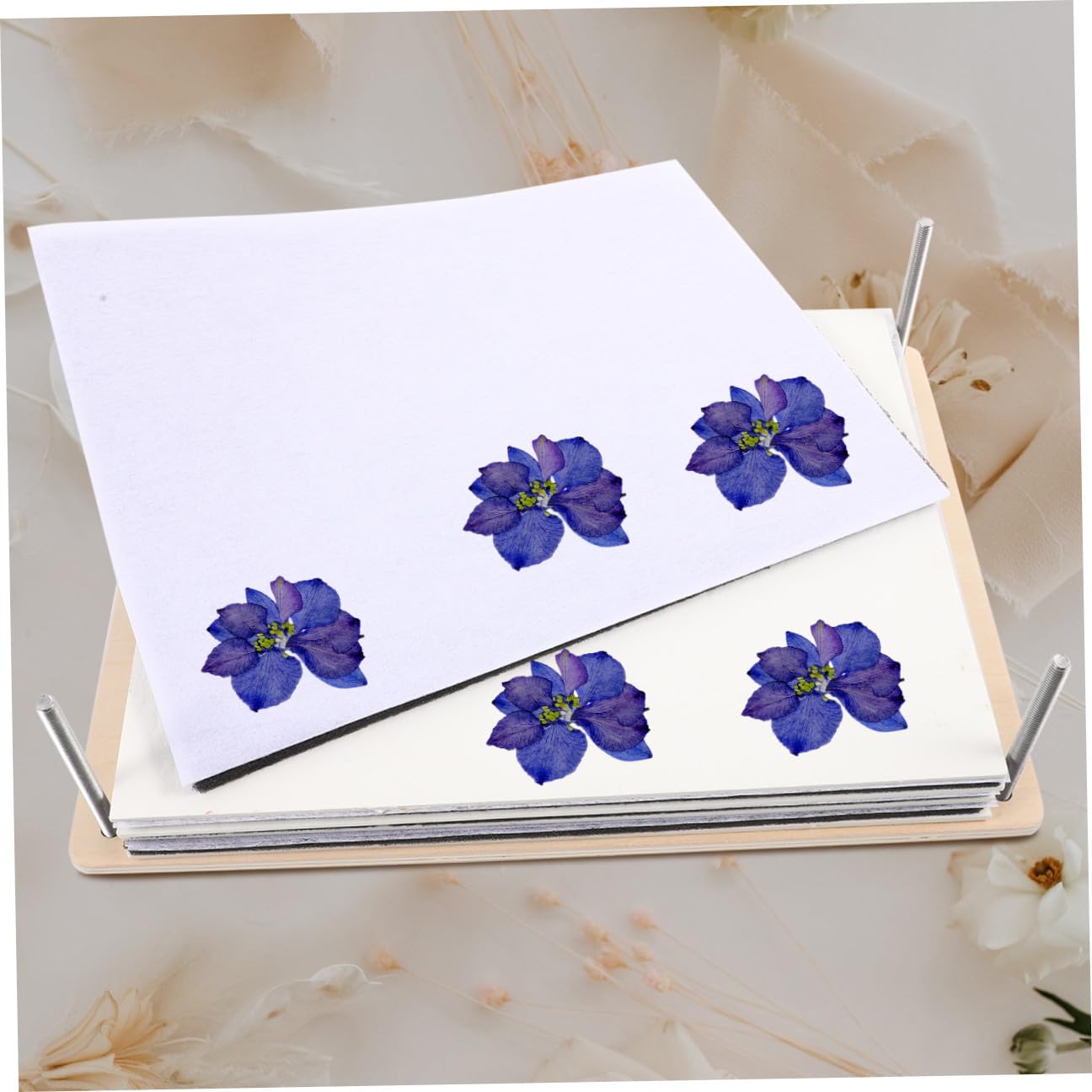 SUPVOX Strumento Professionale per Pressatura Fiori Piastre Essicanti Riciclabili in Legno e Metallo Kit per Foglie e Fiori, per Attività DIY per Adolescenti