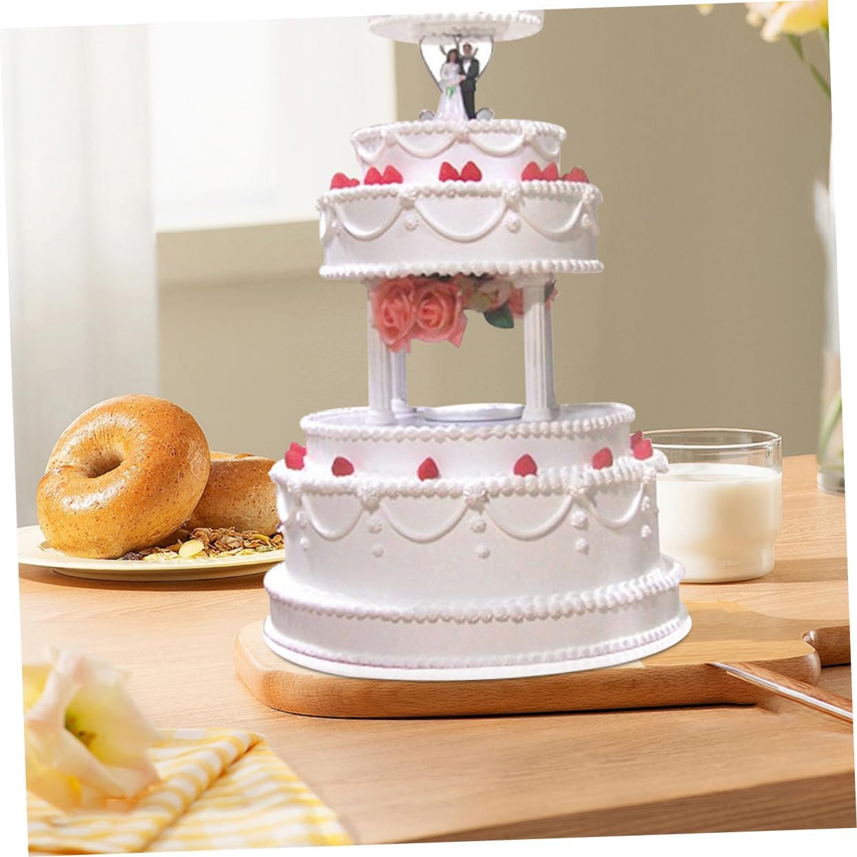 Luxshiny 4Pcs Roman Column Cake Support Rods Stand Set for Wedding Dessert Table Display Sturdy Plastic Pillar Holders Cookies Pastries image 4
