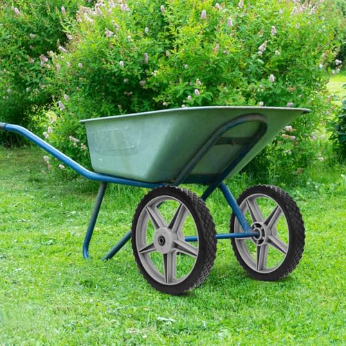 IHDYPPEW 2 Pack Spoked Plastic Wheel and Plastic Tire, 12 x 1.75 Inch Heavy Duty wheel and Axle Kits for Carts &ndash; Ideal Wheels Replacement for Lawn Mowers, Carts, Bikes, and More