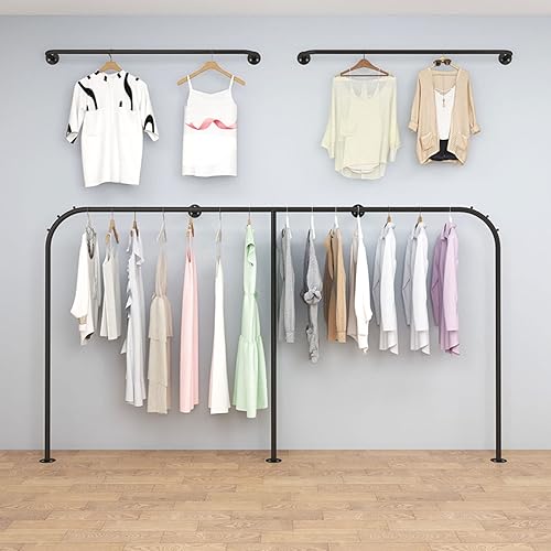Miniatura 7 de Estante de ropa creativa Estante de la tienda de ropa, Soporte de exhibición de ropa de metal comercial Carril de ropa, Barra de ropa al por menor