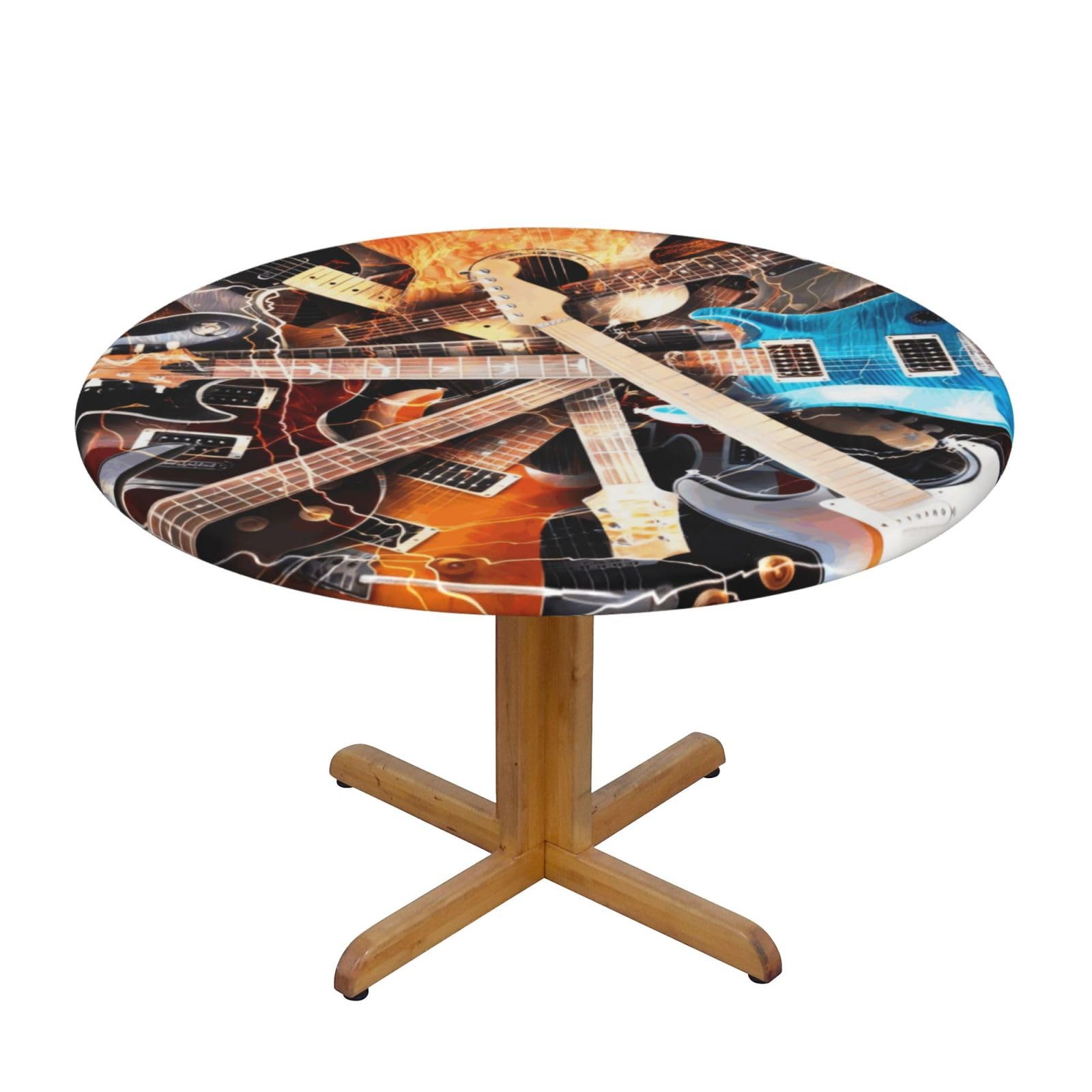ZQYTGFDC Music Guitar S Decorative Round Tablecloth Waterproof Anti Stain Oil Proof Size for 40 50 inch
