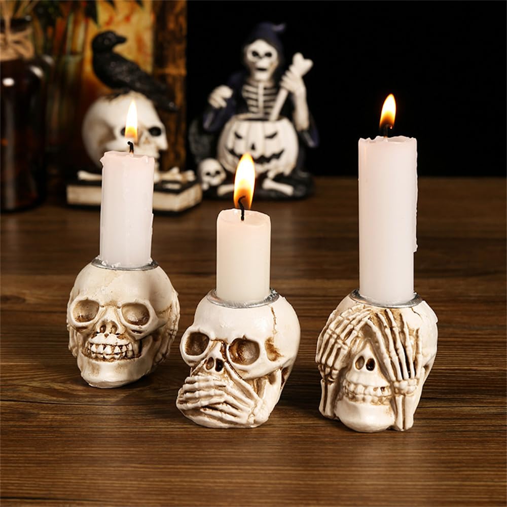 Amazon.co.jp: VTEERY(みさ) ハロウィン キャンドルホルダー スカル