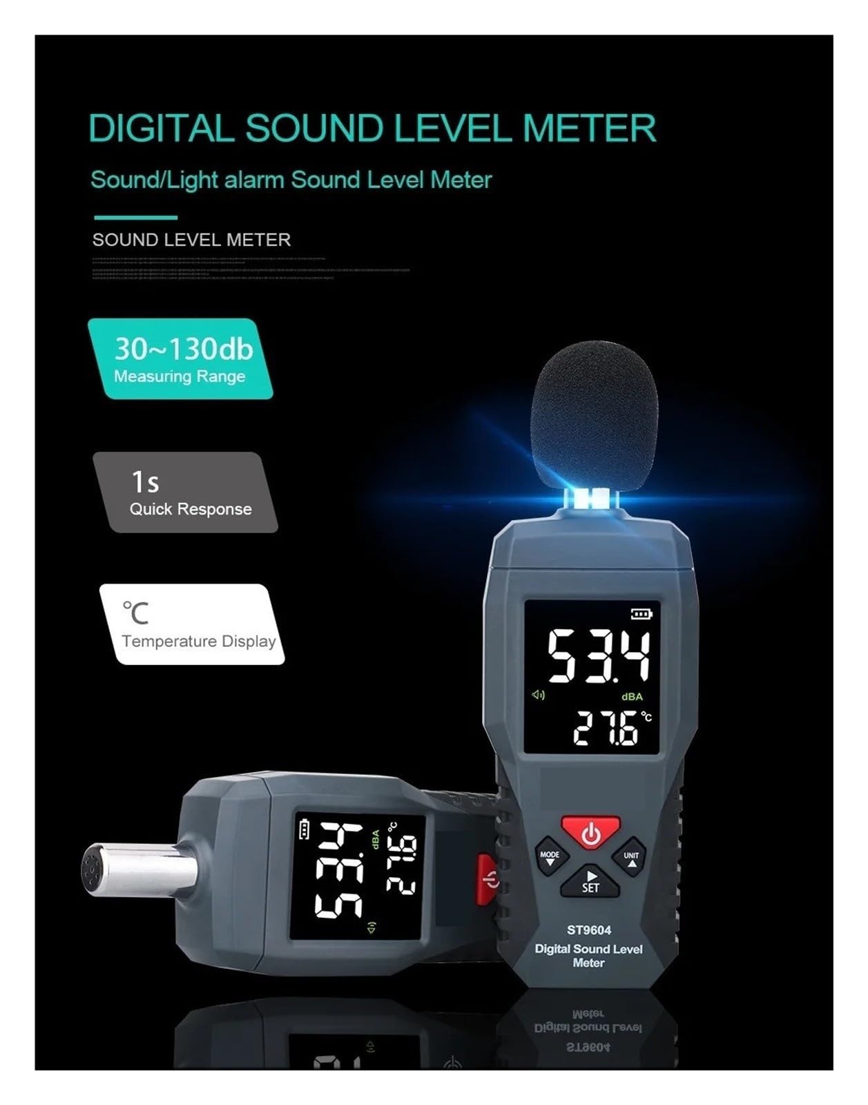Cyfrowy Miernik Poziomu Hałasu W Zakresie 30-130dB ST9604