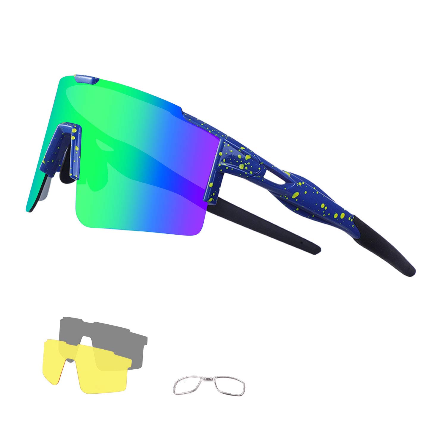 DUDUKING Polarized Cycling Sunglasses for Men Women Cycling Glasses With 3 Interchangeable Lenses UV400 Protection Biking Glasses Windproof Goggles Cycling Climbing Fishing Driving Golf (green)