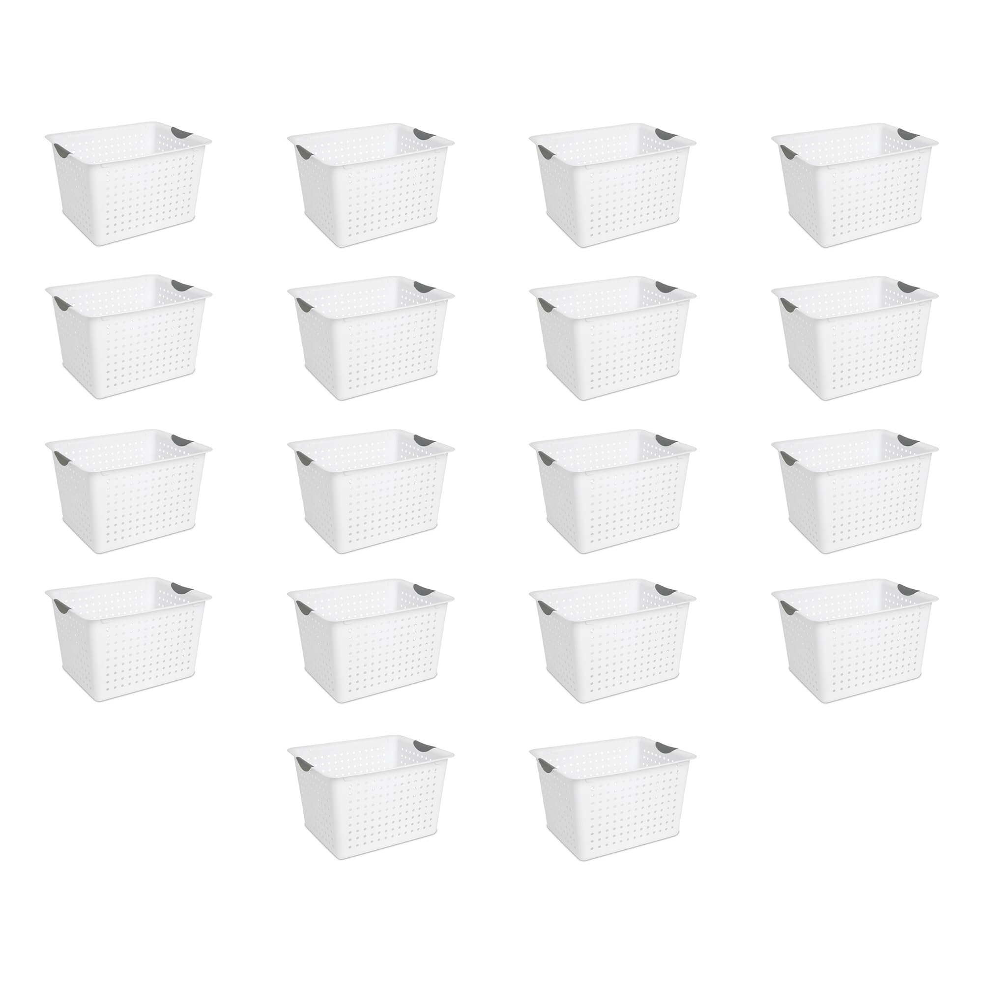 Sterilite 18 Pack Large Deep Ultra Plastic Storage Basket Laundry Tote
