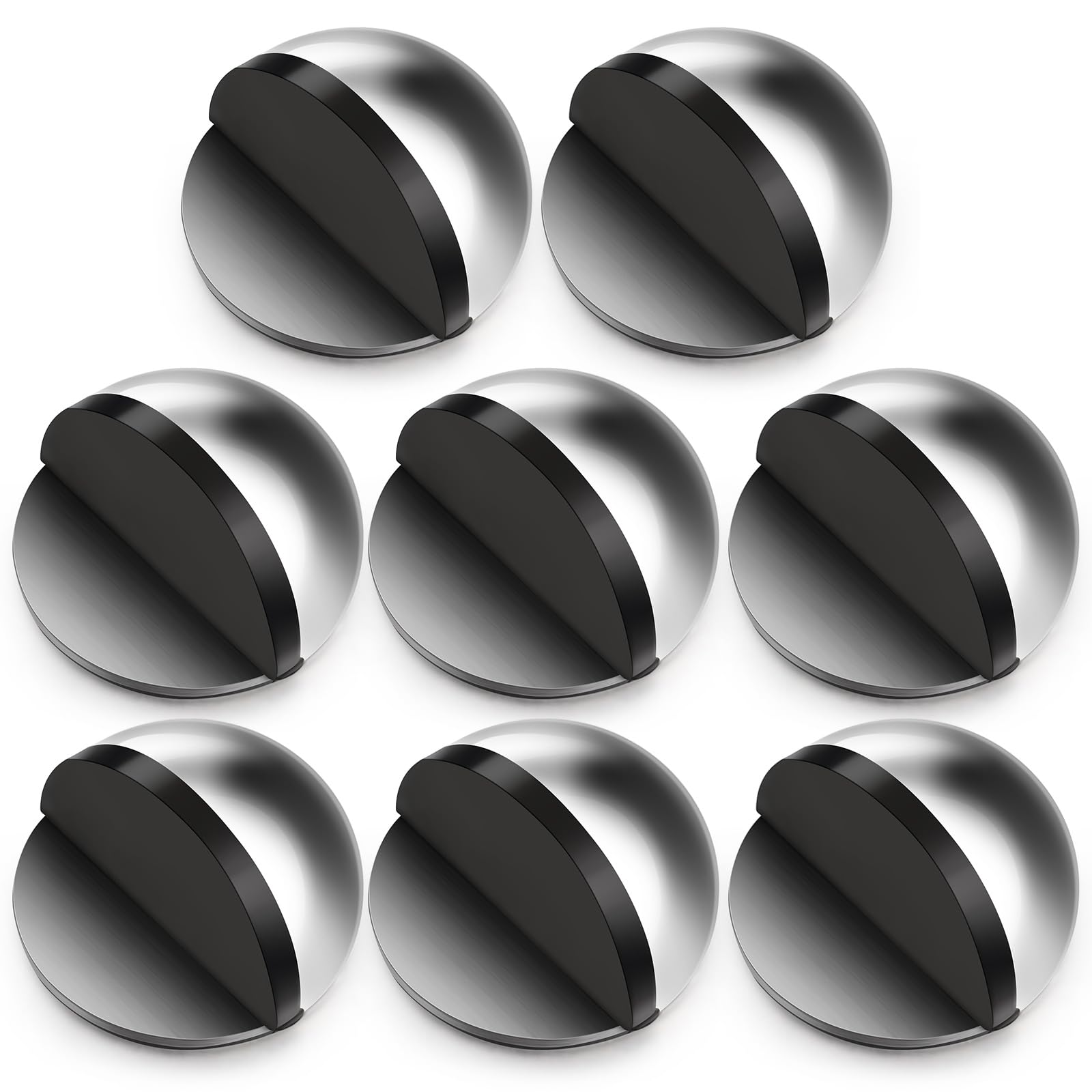 MorningRo 8 Pcs Self Adhesive Door Stoppers, Stainless Steel Floor Door Stop Wall Protector, Half Dome Floor Gate Stopper for Living Room, Bedroom,