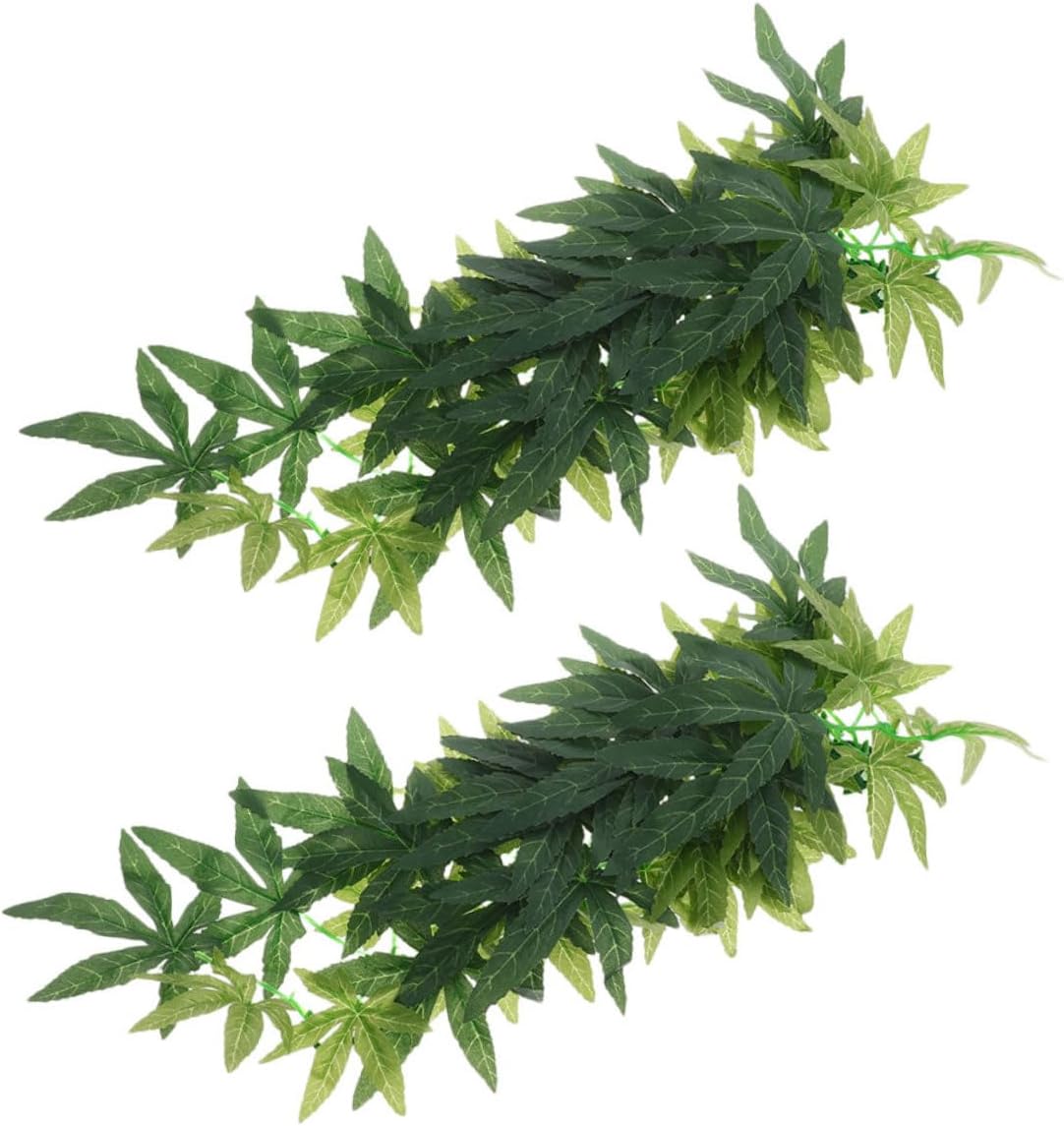 Toddmomy Reptile Terrarium Plants Artificial Hanging Vines 16 Inch 2pcs for Lizard Tank Decor Crested Gecko Tank Accessories Amphibian Habitat Decoration