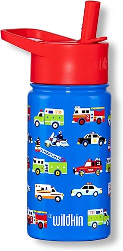 Miniatura 3 de Wildkin Paquete de maleta rodante con botella de agua reutilizable de acero de 14 onzas (héroes)