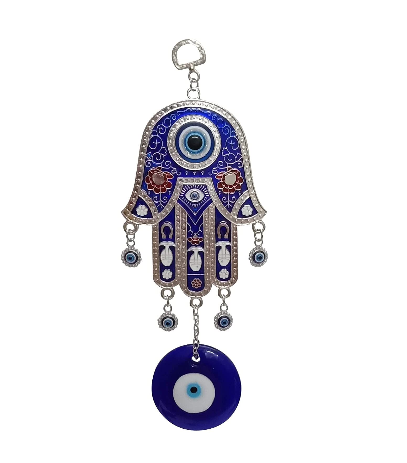 Premium Evil Eye Hamsa Hand Wall Hanging for Protection | Nazar Battu Decorative Home & Office Hanging | Blue Turkish Evil Eye Charm for Positivity & Good Luck