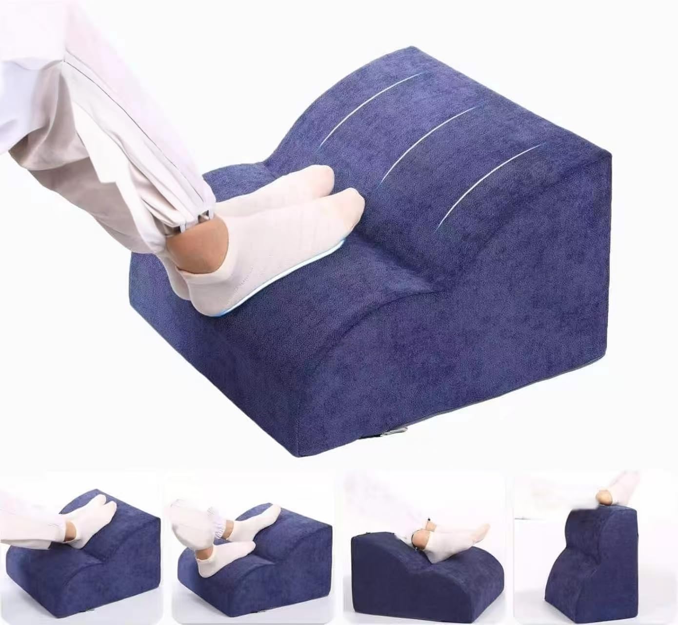 Fußstütze für unter dem Schreibtisch, 3-stöckiger Fußhocker mit waschbarem Bezug, ideal für Reisen, Gaming und Büro-Schreibtischzubehör, um Rücken- und Knieschmerzen zu lindern
