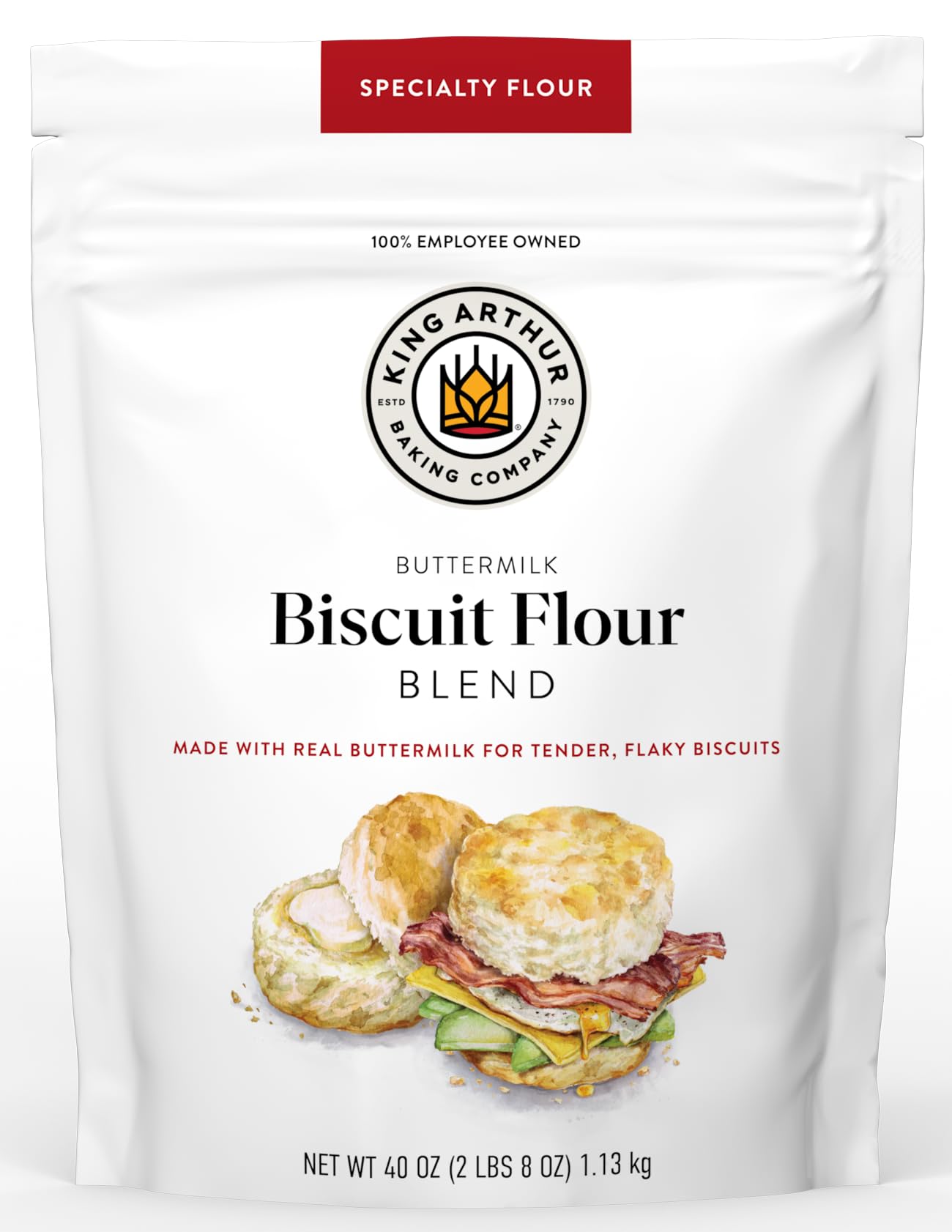 King Arthur Baking Company Buttermilk Biscuit Flour Blend, Unbleached Flour, Aluminum Free, Non-GMO Buttermilk, 2.5lb Bag