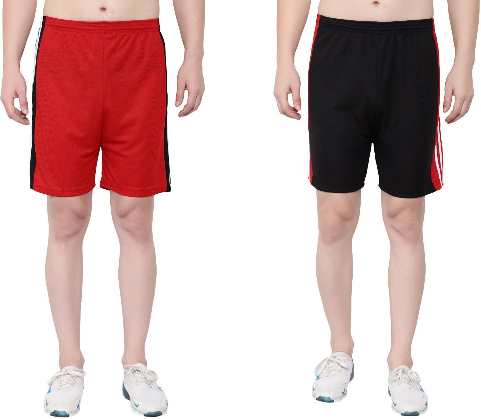 Solid Men Multicolor Regular Shorts S-JAL_725-Red-Black-picture-54