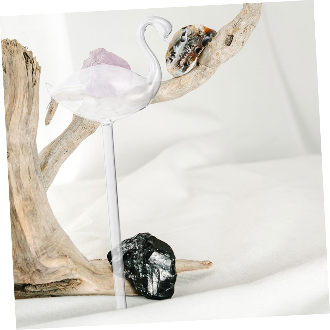 ibasenice Vetro Gocciolatore Automatico Autoirrigazione 2 Pezzi, Elegante e Pratico, per Piante in Vaso per Casa | Forma Chiocciola e Cigno, Uso in Casa e Vasi da Fiore, per Irrigazione Automatica Stile Elegante