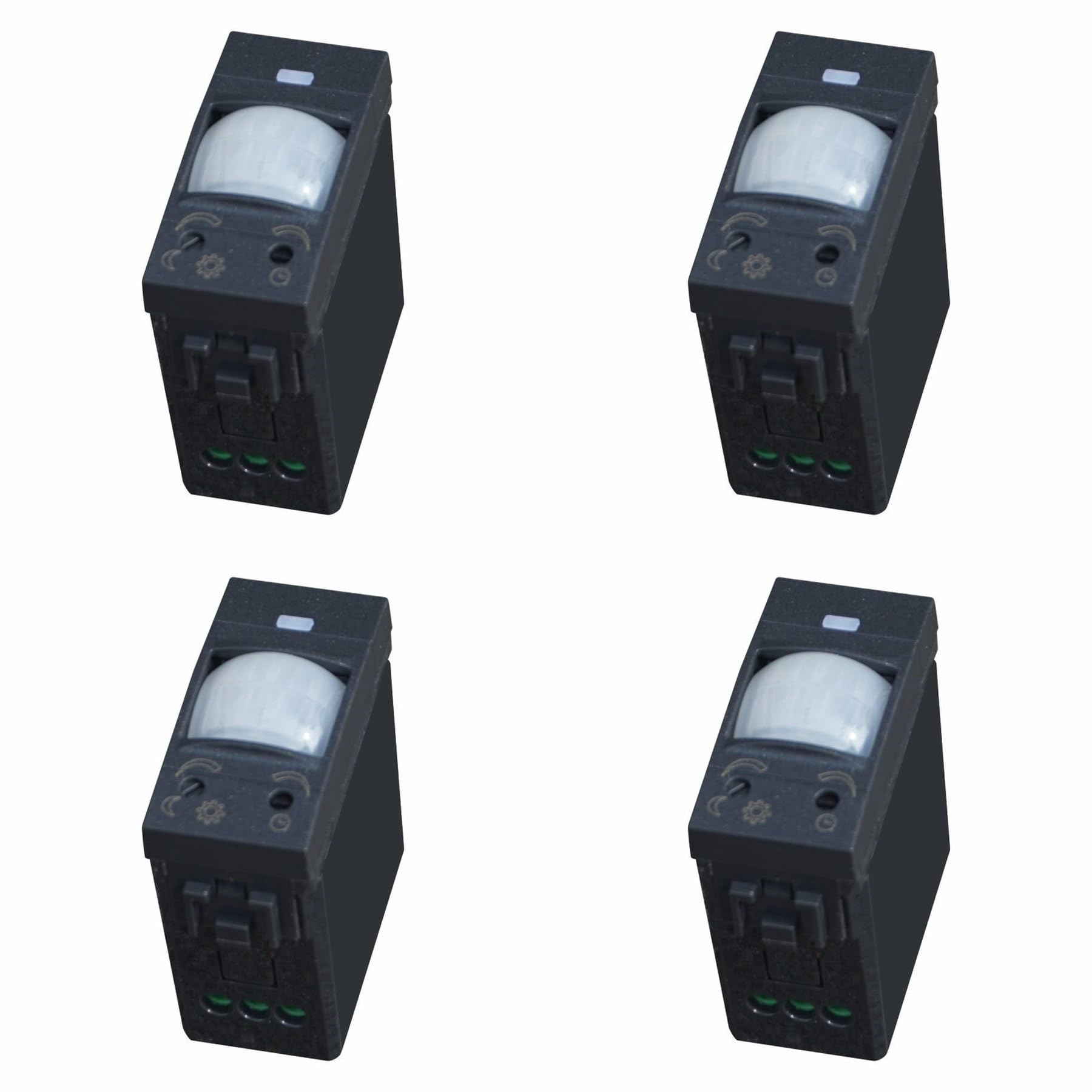 4 Stück PIR-Bewegungssensor, kompatibel mit BTicino Living International, Farbe Schwarz, zum Einbauen für Hausserien, 1 Modul, Time Lux verstellbar, Erfassungswinkel 120°