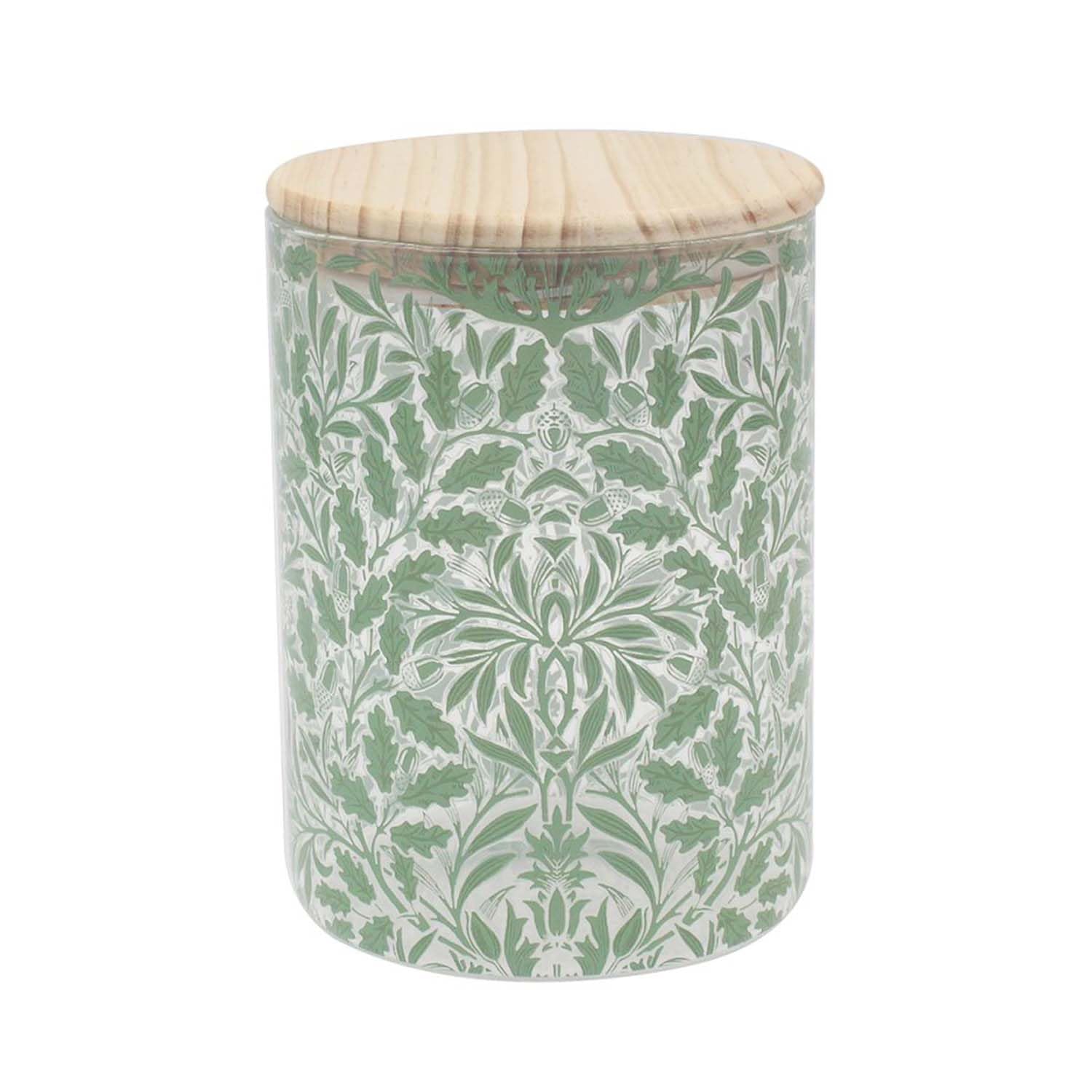 The Leonardo Collection Women's Multicolour Wm. Morris Acorn Glass Acorn Canister-M For Home & Kitchen | Storage Jars For Biscuits Honey Green Tea Coffee Sugar | Durable Kitchen Organisers Containers For Gift