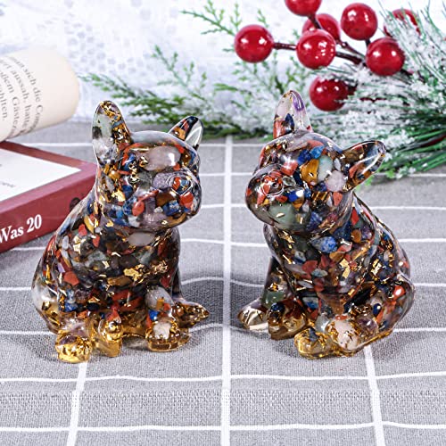 Nupuyai Various Stones French Bulldog Carved Crystal Animal Statue Ornament - Image 3