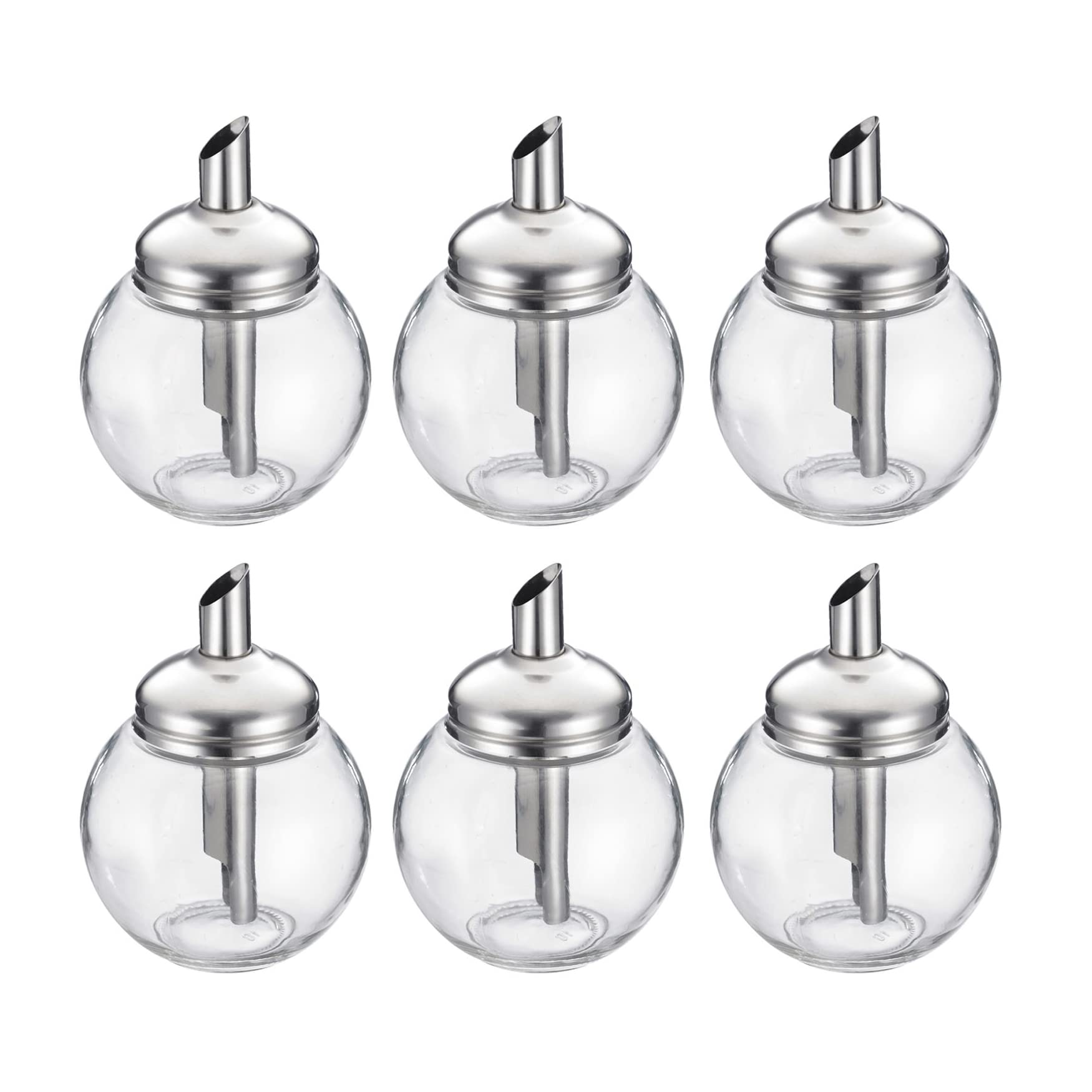Westmark 654422E2 Sugar Dispenser, Pack of 6, Capacity: 250 ml each, Glass/Rustproof Stainless Steel, Roma, Transparent/Silver
