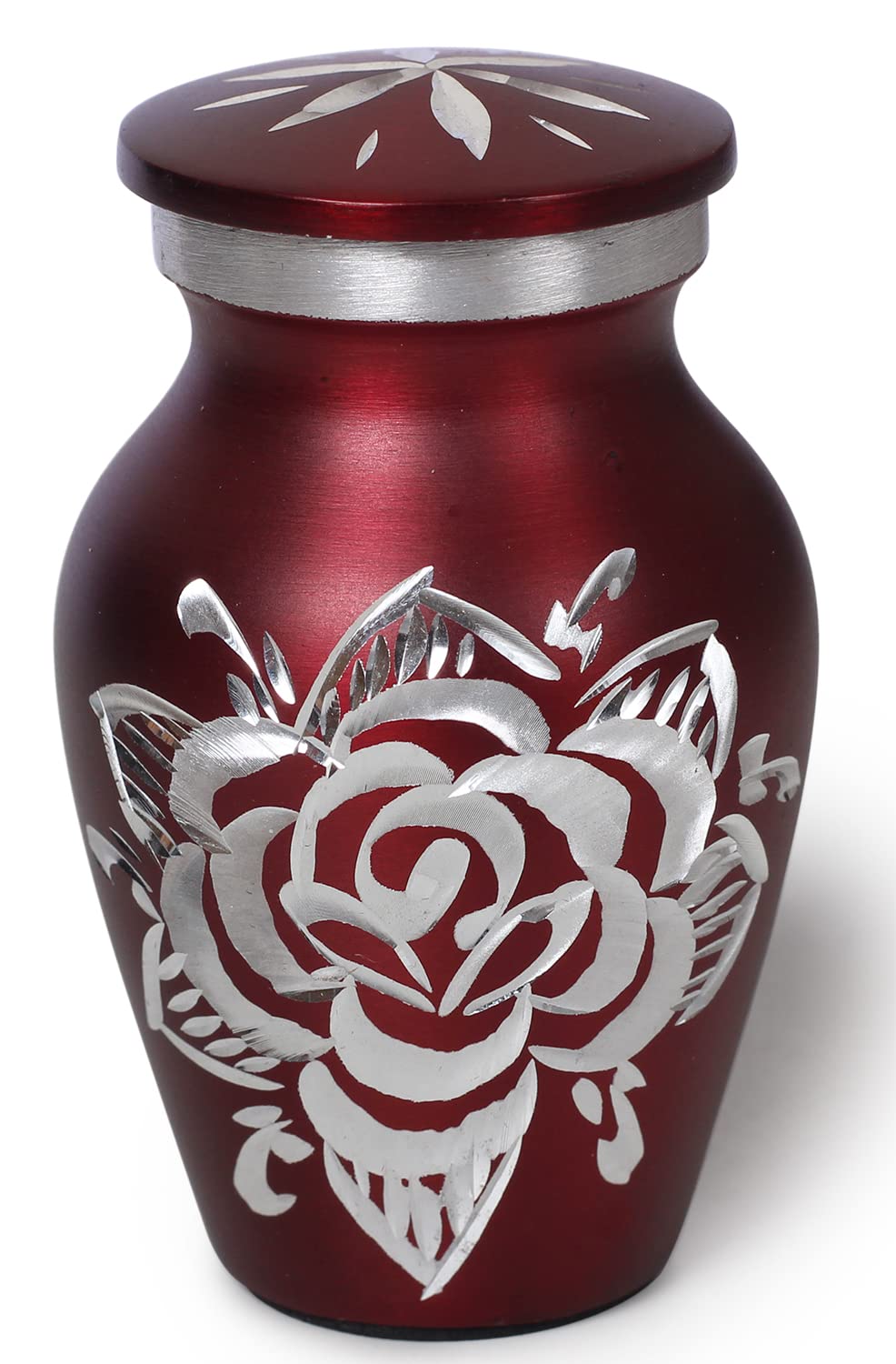 THE CURATOR Red Rose Urn for Ashes - Mini Ash Small Urn with Free Premium Velvet Box & Bag - Keepsake Urn Perfect for Adults & Infants - Cremation Urns for Ashes