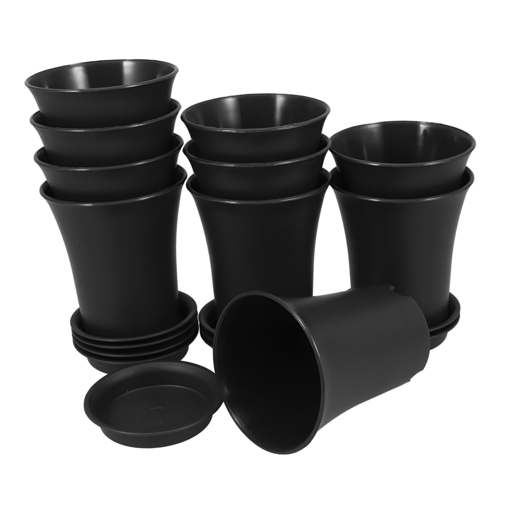 GAROZATION 10 Piezas Macetas Pequeñas Macetas De Plástico con Orificios De Drenaje Bandejas para Suculentas Y Hierbas Jardinería Interior Y Exterior Gris Oscuro 9 Cm