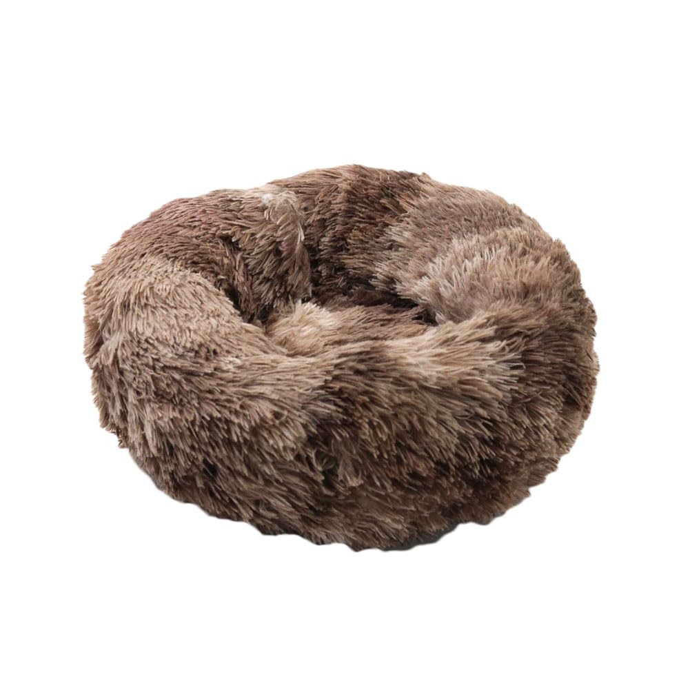 YOUCAI Puppy Bed for Medium Small Dogs Cats Non-Slip Bottom Fluffy Calming Kitten Bed for Small Dog and Puppy Plush Cuddler Pet Bed Round Plush Dog Bed,B-Coffee,120cm