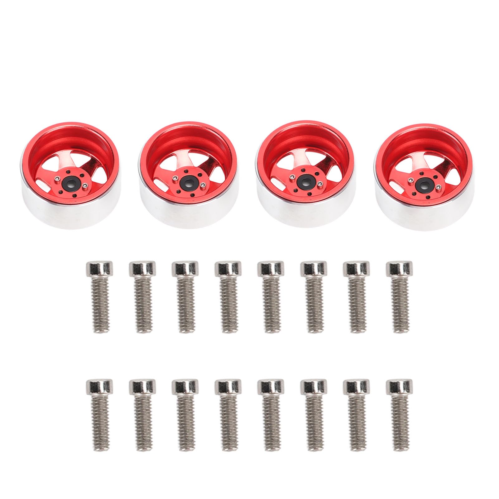 4pcs RC Crawler Tires 2.2-inch – Rubber Tires With Metal Hex Hubs For 1:10 Scale RC Cars (Red)