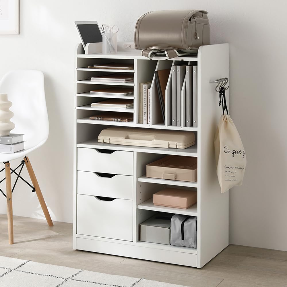 Amazon.co.jp: RASIK ランドセルラック 収納 約幅64.5cm ホワイト 隠し