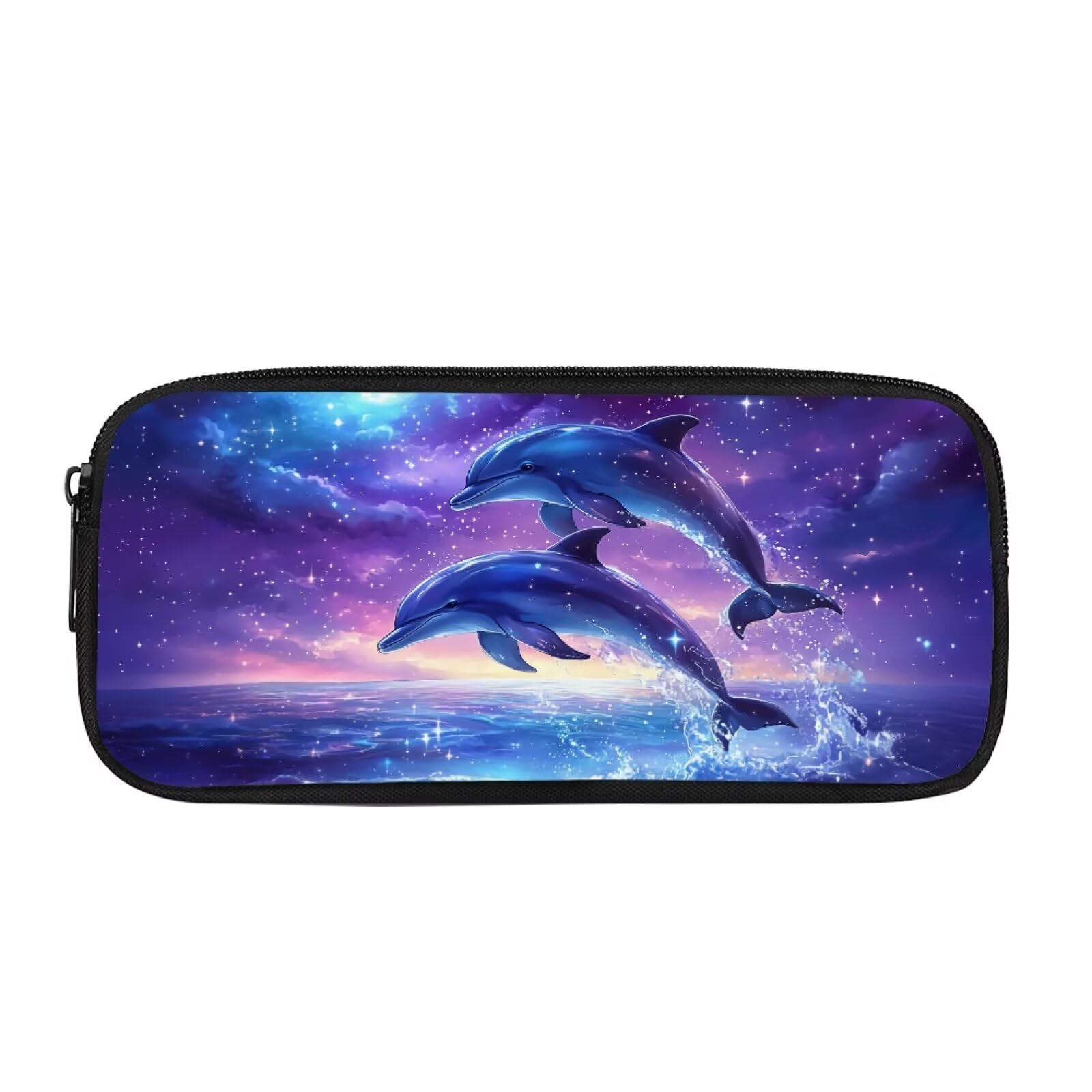 Coloranimal Purple Galaxy Dolphin Cute Pencil Case Pencil Box for Boy Girls Pen Case for Kindergarten Elementary School Pen Pouch Bag Spacious School Supplies