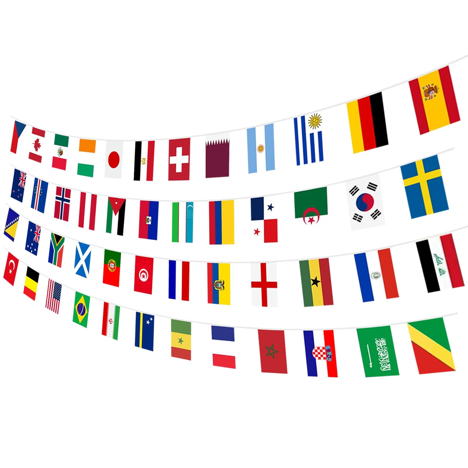 1 Pack World Cup Flags Bunting 2026, Double-Sided Fabric Banner, 48 Teams Flags for World Cup 2026 Party Bar Club Garden Outdoor Decor (20 x 28 cm - 21m)