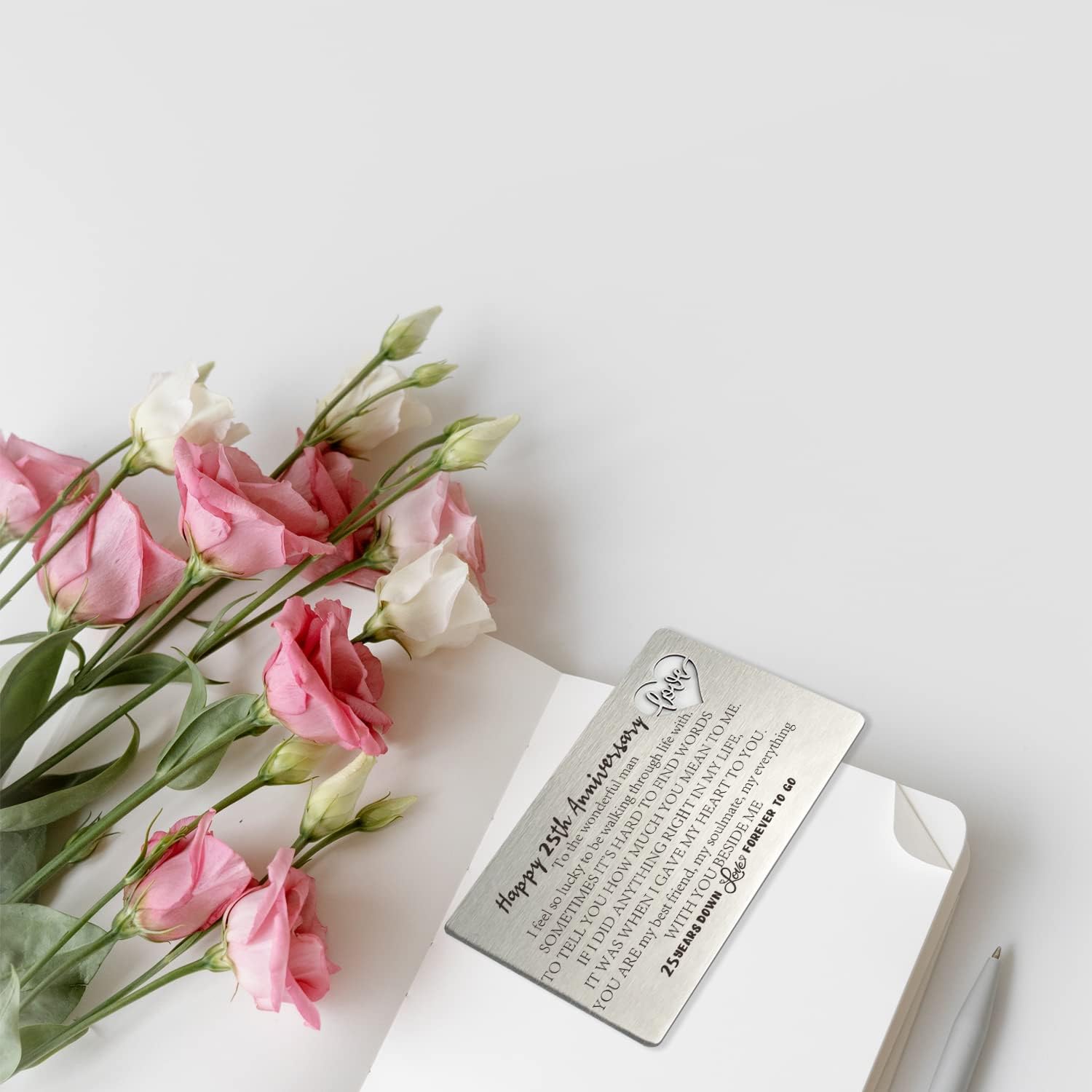 YODOCAMP Happy 25th Anniversary Wedding Card Gifts for Him Husband, 25 Year Anniversary Cards Gift for Men, Engraved Metal Wallet Insert Anniversary Presents image 5 of 6 B0BJZTVJTJ