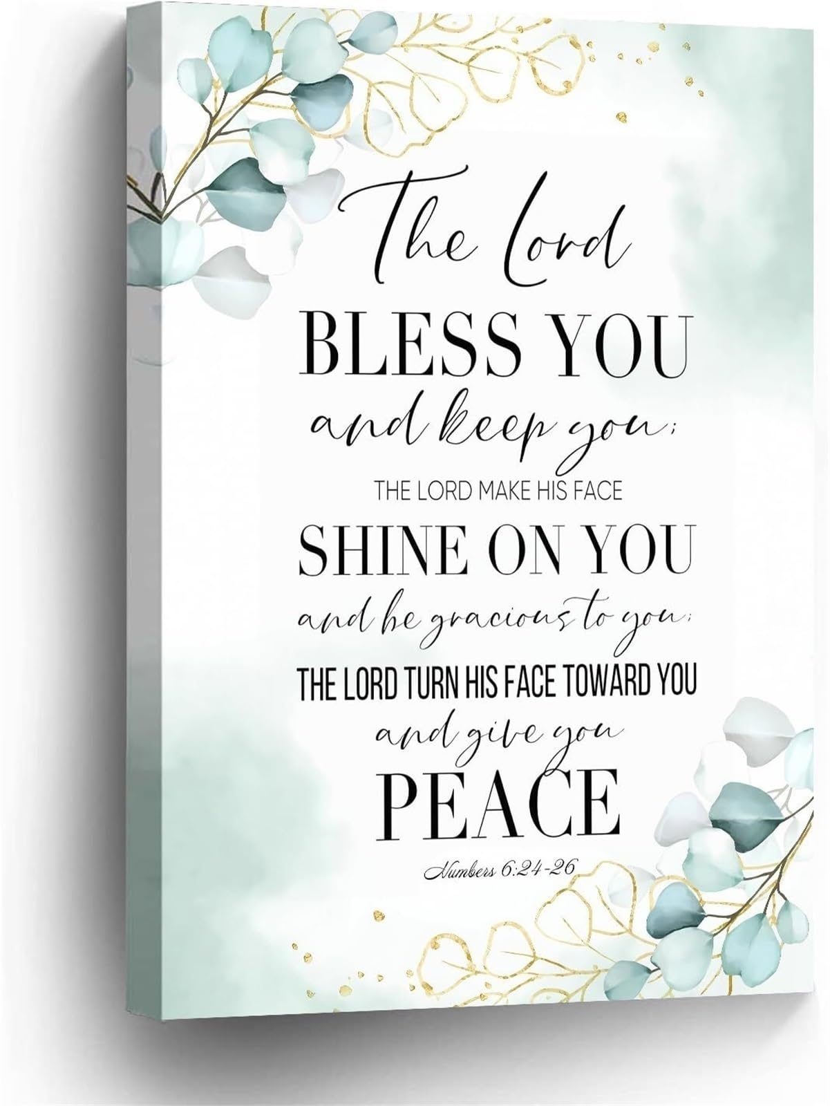ZNRNVYIEN Numbers 6:24-26 The Lord Bless You - Scripture Wall-Art Poster Christian Blessing Decor for Home Office Framed,08x12inch(20x30cm)
