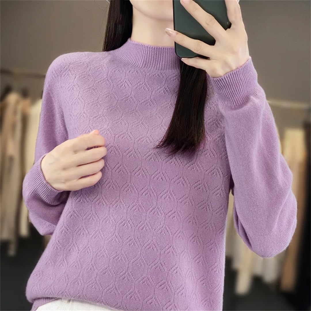 Maglione da donna in misto lana a metà collo aperto maglione lavorato a maglia plaid maglione a cavo spesso