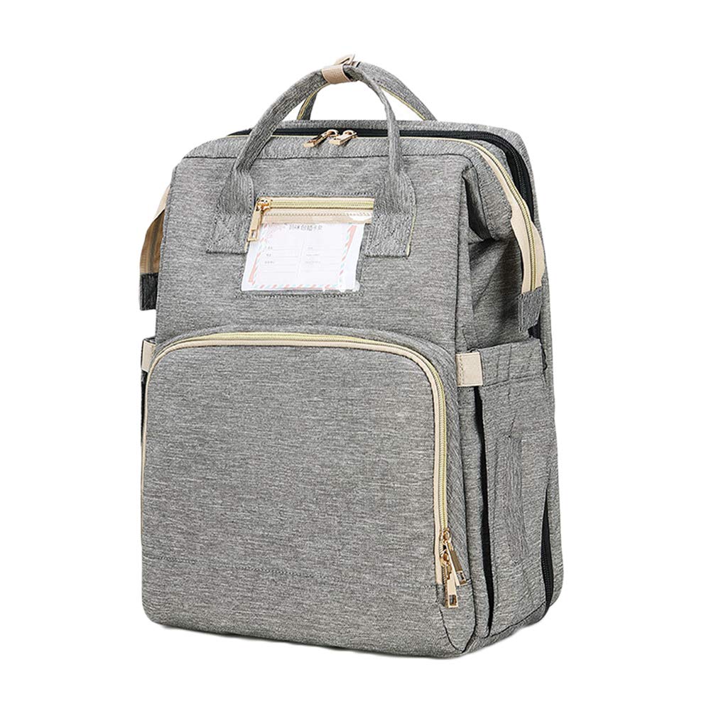 Borsa Fasciatoio 2 In 1 Portatile Multifunzionale Lettini da Viaggio Culla Portatile Zaino Mamma Impermeabile Grande Capacità Grigio chiaro 32 * 14 * 41CM