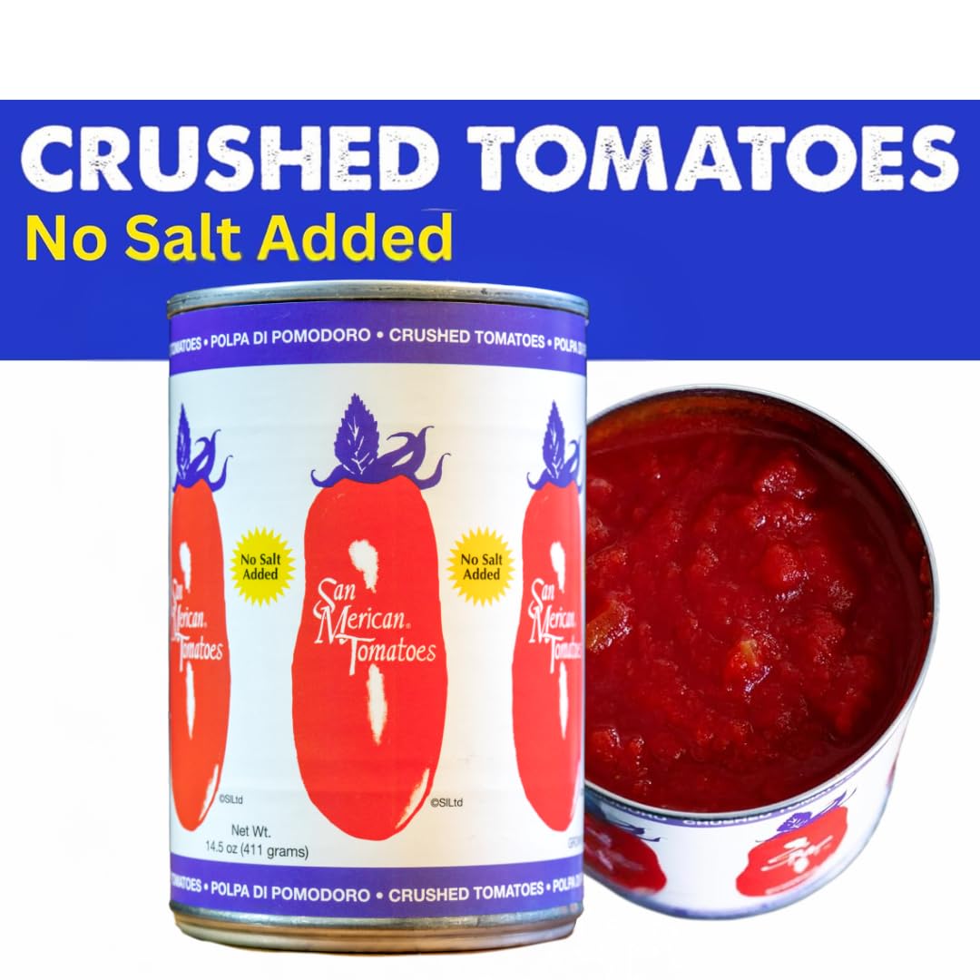 SMT SAN MERICAN TOMATO - No Salt Added Crushed Canned Tomatoes - 14.5 Ounce (Pack of 6) - USA Grown