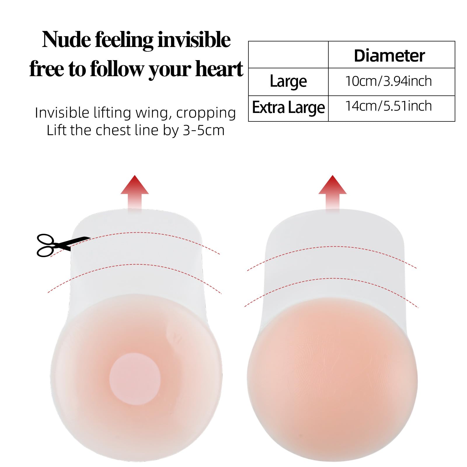 Patch adhésif en silicone - Soutien-gorge adhésif pour gros seins - Ruban adhésif invisible