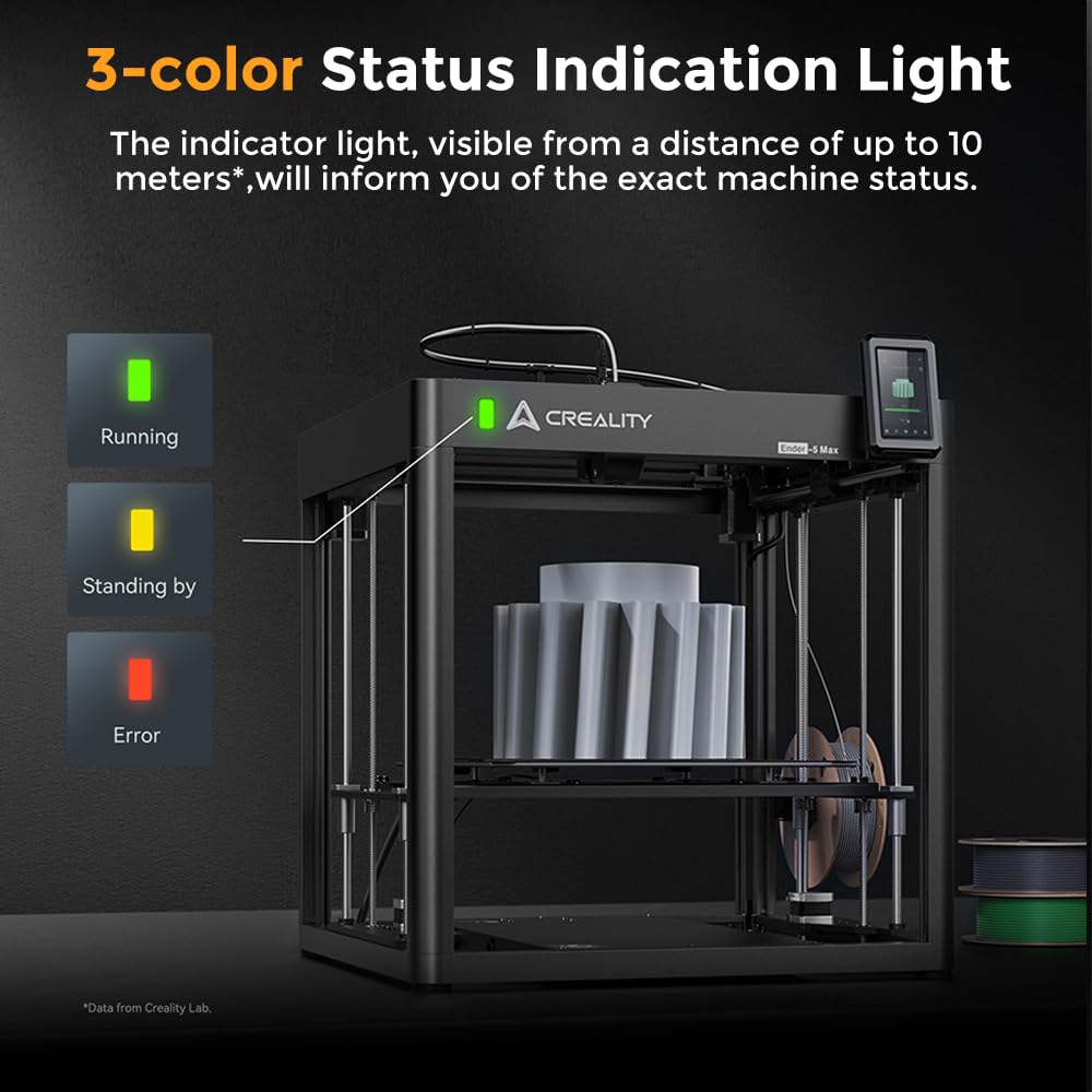 Creality K1 Max 3D Printer with Smart AI Function 600mm/s Printing Speed 20000mm/s² Acceleration, Core XY Structure 11.81x11.81x11.81 inch Large Build Volume Auto Leveling Dual-Gear Extruder: ENDER 5 MAX