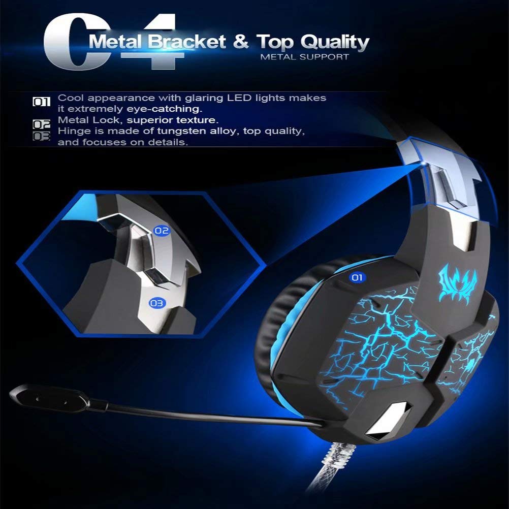 Fonction de Vibration Casque de Jeu Professionnel Écouteurs de Jeu avec Micro Lumière de Respiration Basse stéréo LED pour PC Gamer