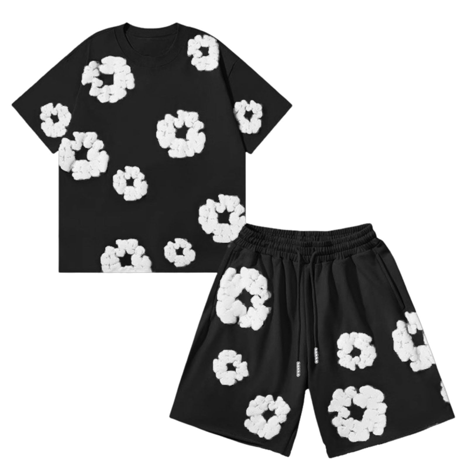 Short Homme d'Été, Léger Imprimé Fleuri avec Poches, Style Y2K Hip Hop Streetwear, Idéal pour Plage, Sport et Loisir
