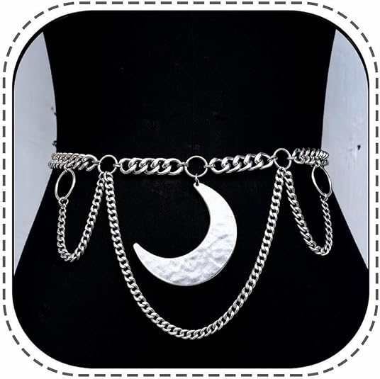 Moon Layered Waist Chain Belt - Punk Gothic Crossover Body Belly Chains Tassel for Women Girl