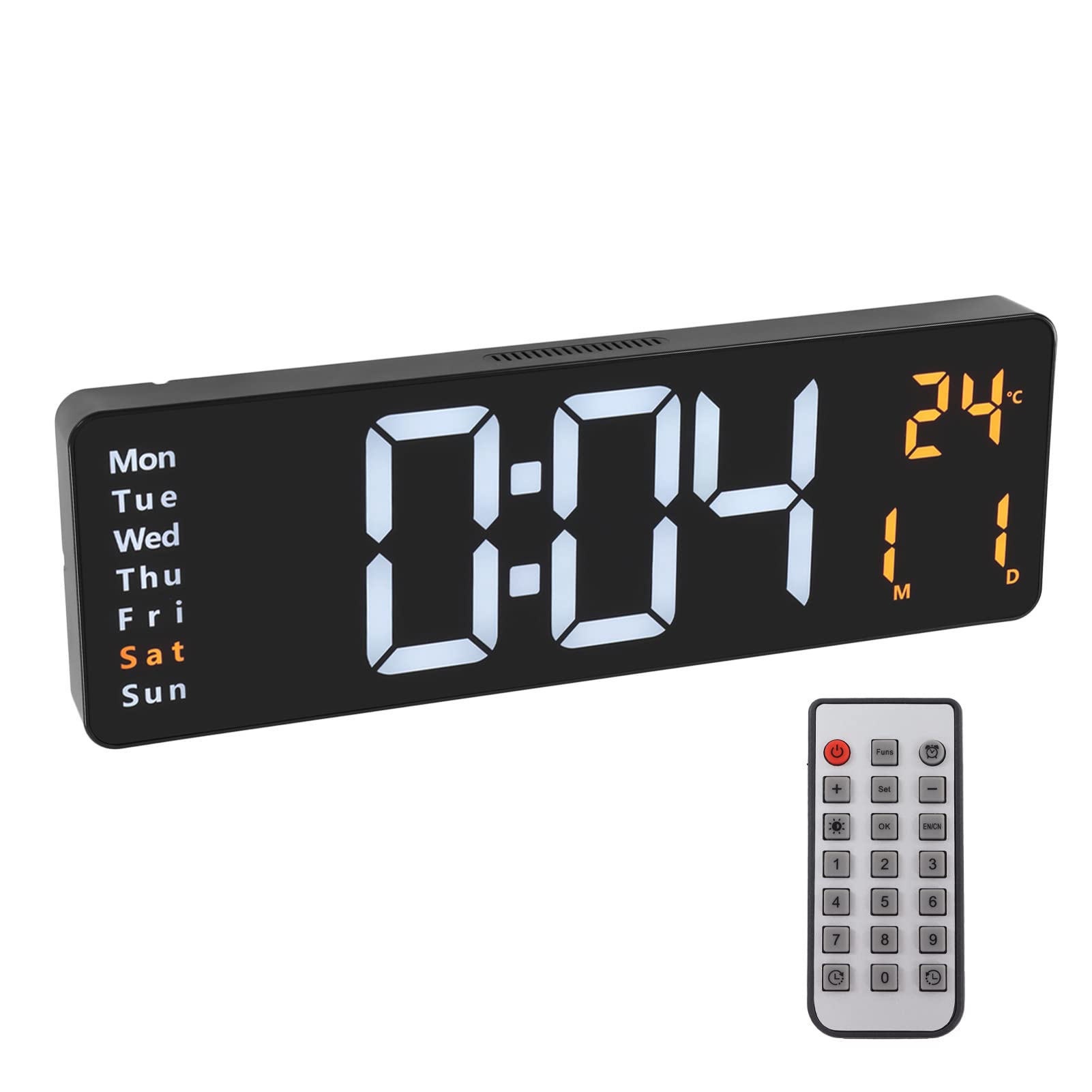 Ejoyous Orologio Digitale da Parete ABS LED Ampio Display 39 X 13 X 3,2 Cm con Telecomando 10 Livelli di luminosità Data Temperatura Timer Allarme per Palestra Ufficio Negozio Garage
