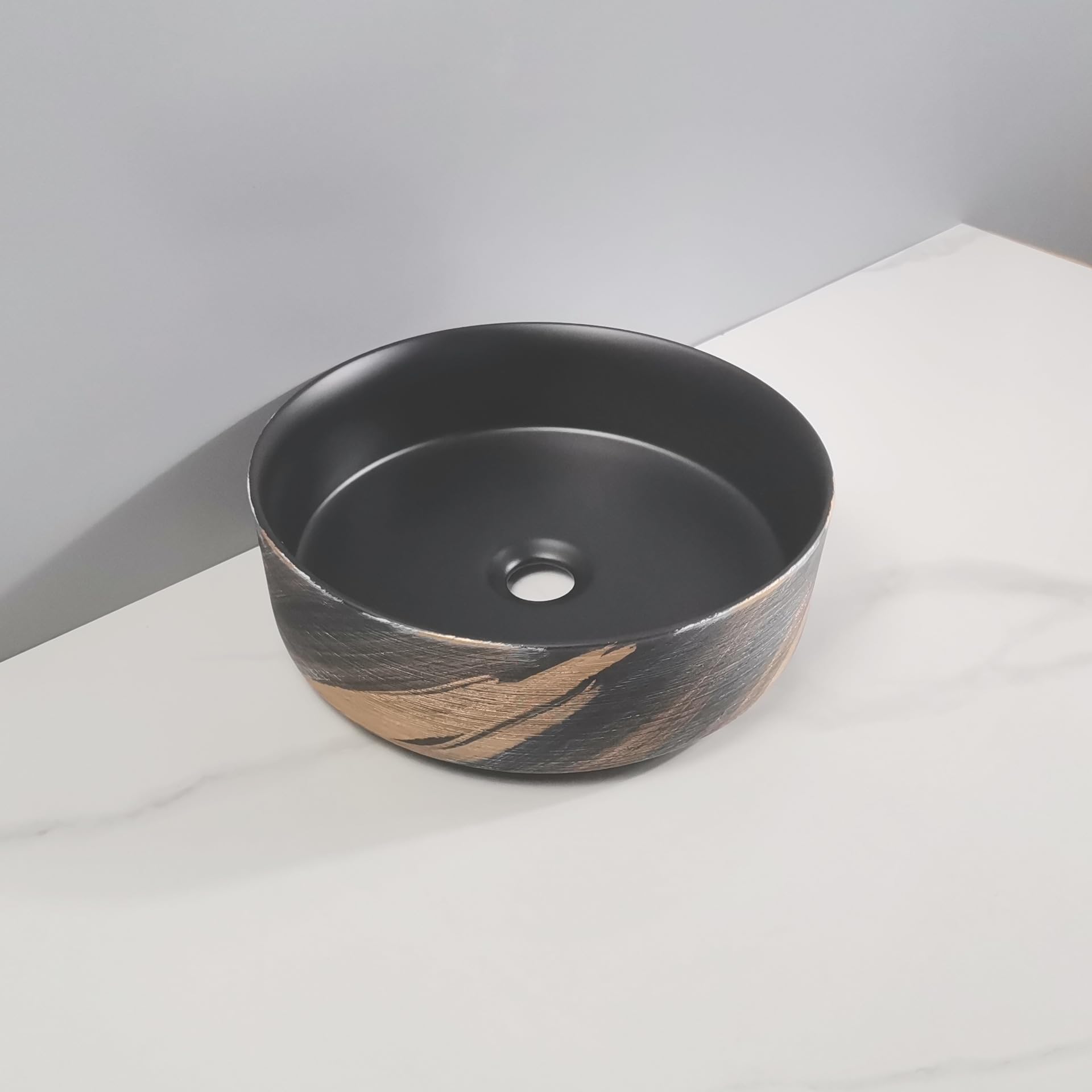 Umywalka Łazienkowa Ceramiczna Umywalka Artystyczna W Kolorze Czarnym, Brązowym, Szczotkowana Umywalka Łazienkowa Nablatowa Ceramiczna Umywalka Nablatowa Artystyczna