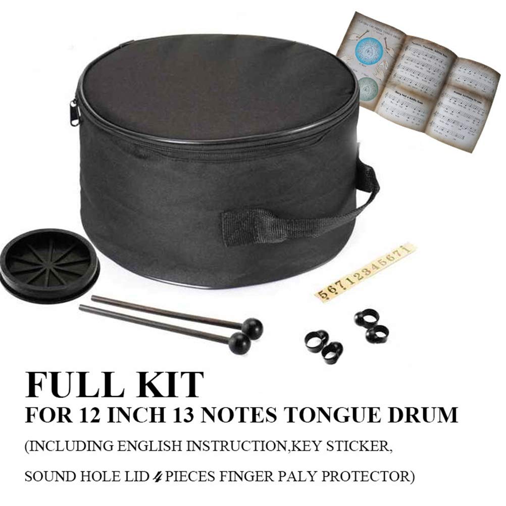 12 Pouces 13 Notes en Acier Tambour à Langue Instruments de Musique à Percussion Pan à Main Tambour de réservoir avec Un Sac de Transport Baguettes Handpan pour Le Yoga de méditation