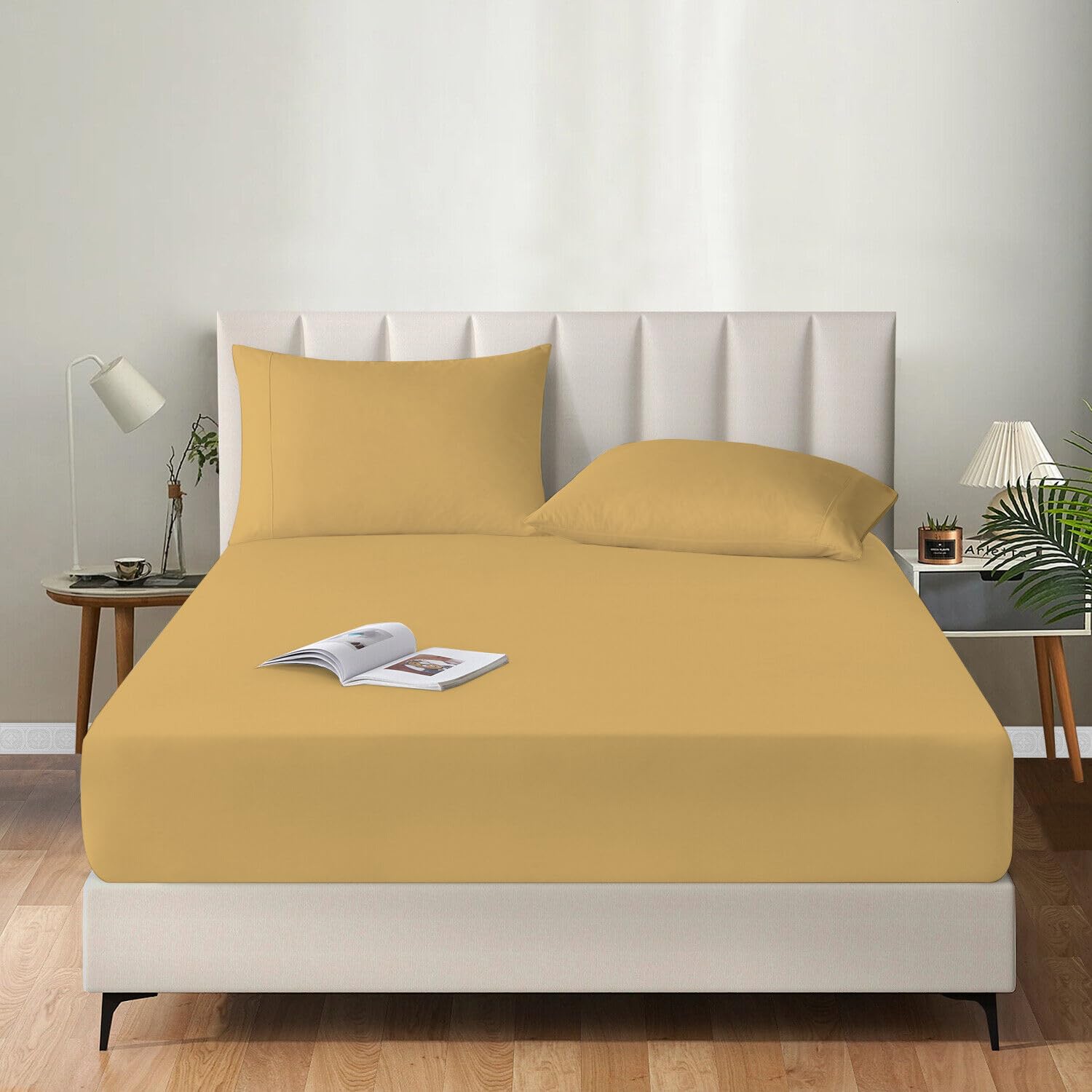 MistyMorning Extra Deep Fitted Sheet 16''/40cm, Egyptian Cotton bed sheets with 200 Thread Count - Image 2