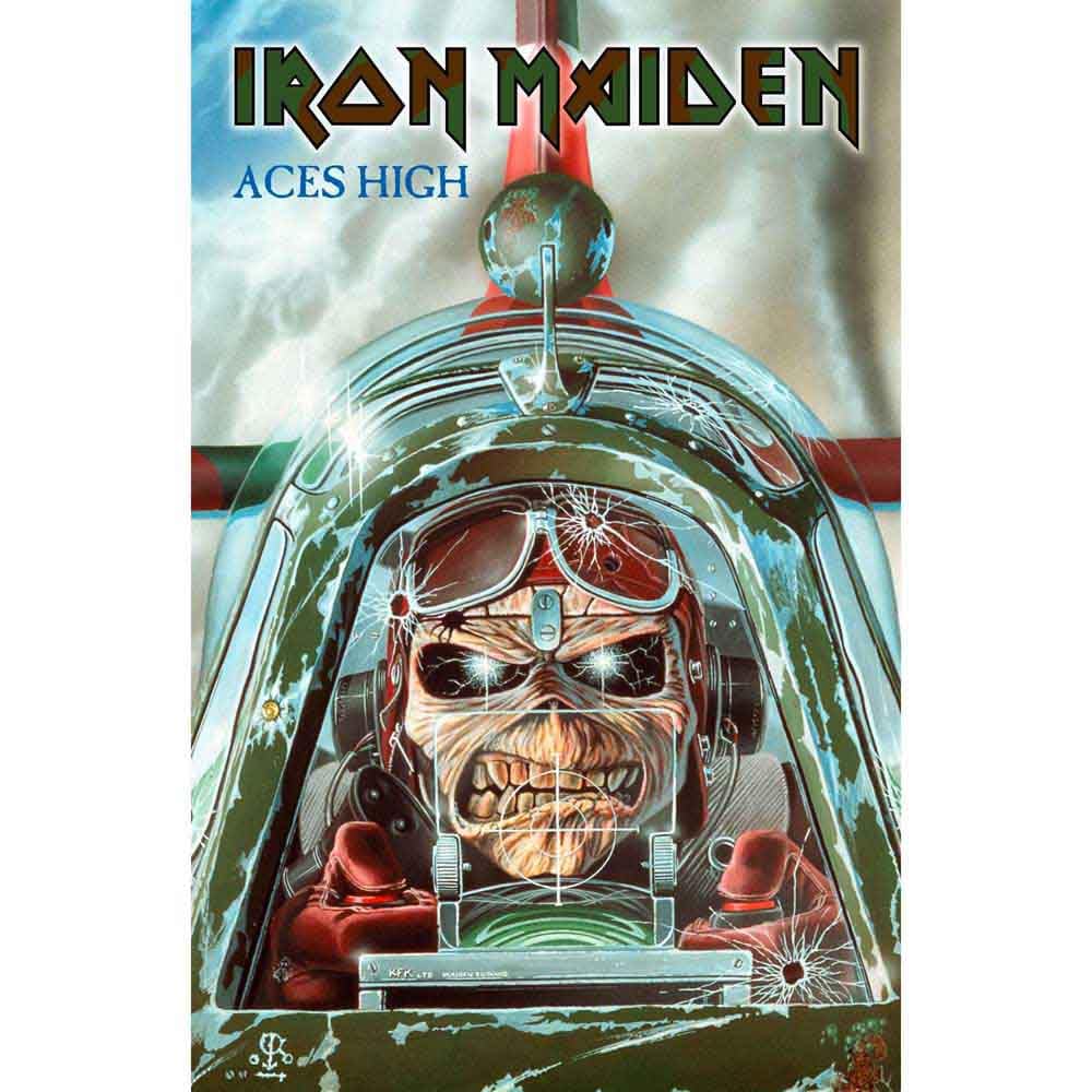 Iron Maiden Multi-Color Poster Textile Aces High Band Logo Official 70Cm X 106Cm One Size