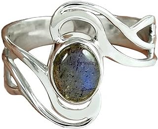 925 Silver Jewelry, Natural Labradorite Gemstone Ring, Unique Ring, Wedding Ring, Blue Fire Oval Ring, Promise Ring, Boho Ring, Antique Ring, Gothic Ring, June Birthstone (Labradorite)