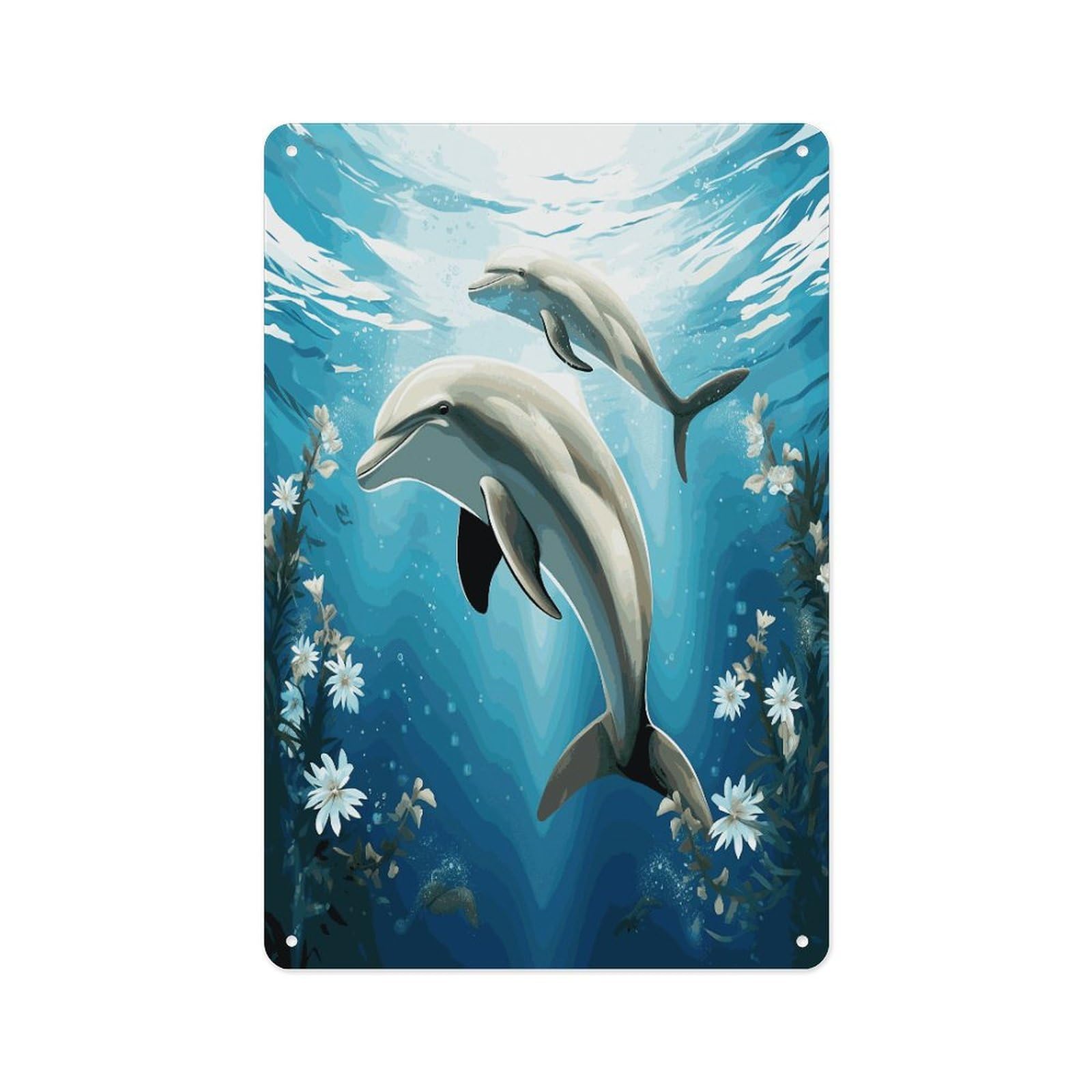 Fekiloot Style Kiss Dolphin Tale Wall Decor Metal Signs Tin Signs Poster