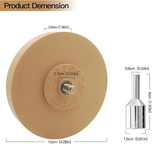 Miniatura 6 de Tucana Rueda de goma para borrar, herramienta para quitar calcomanías y adhesivos, quitar rayas, calcomanías y gráficos en automóviles, casas