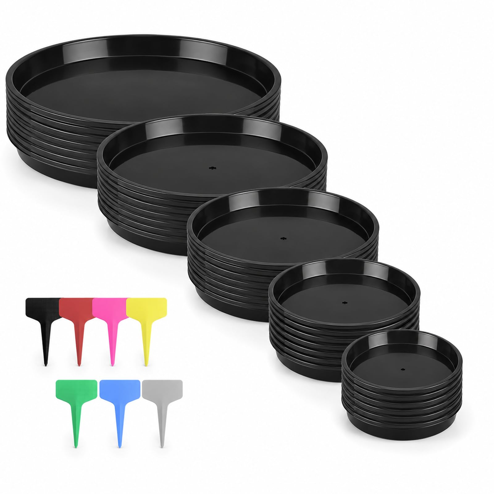 25 Pcs Plant Pot Saucers, 12/14/16/18/22 cm Plastic Plant Saucers for Pots